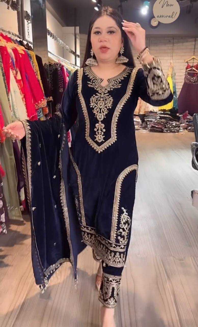 YNF VELVET KESH141 1072 SUITS & DRESSES WHOLESALE PARTY WEAR PAKISTANI EMBROIDERY VELVET EID COLLECTIONS SUITS MANUFACTURE