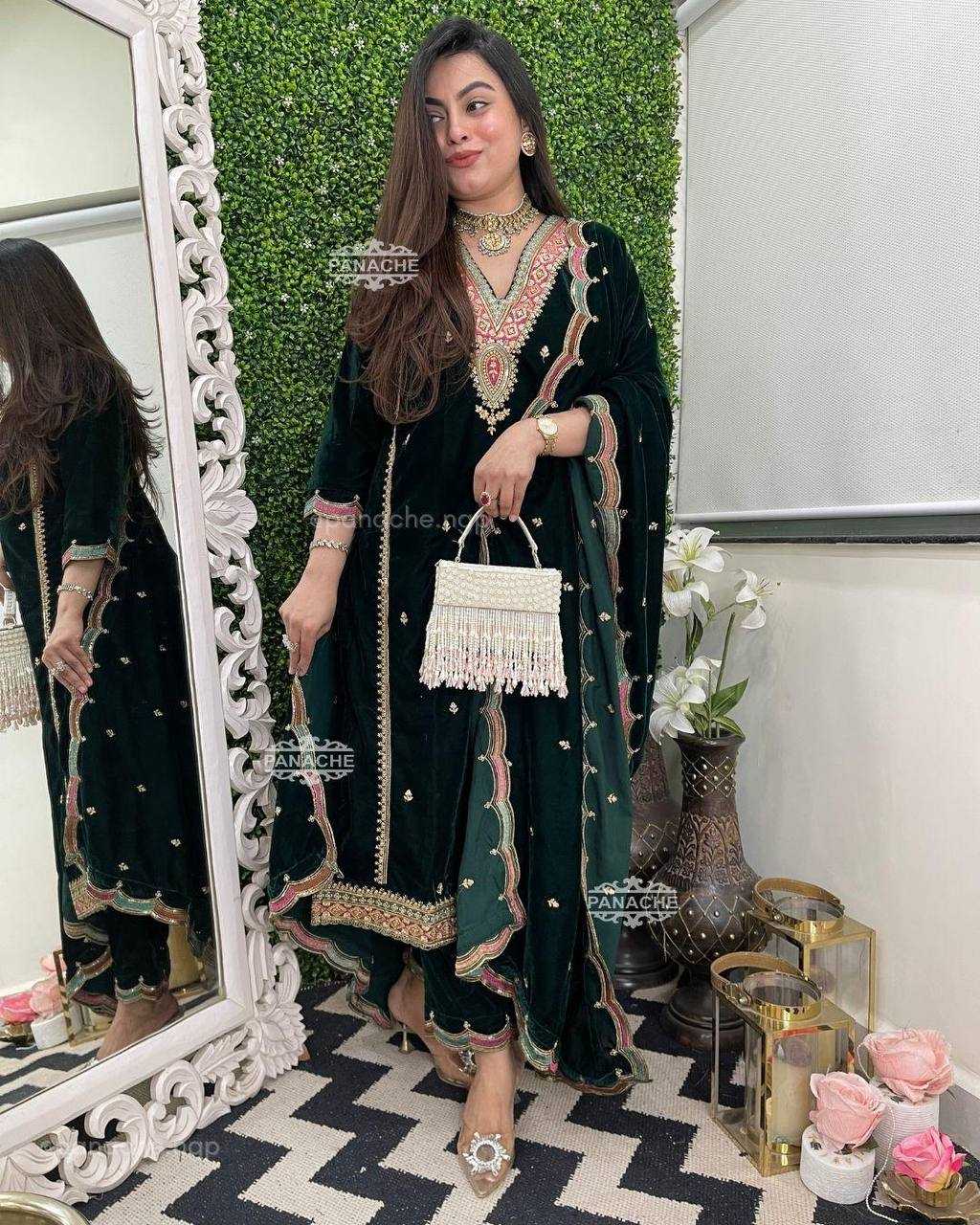 YNF VELVET RIN1411894A SUITS & DRESSES WHOLESAL PAKISTANI EMBROIDERY VELVET EID COLLECTIONS SUITS MANUFACTURE