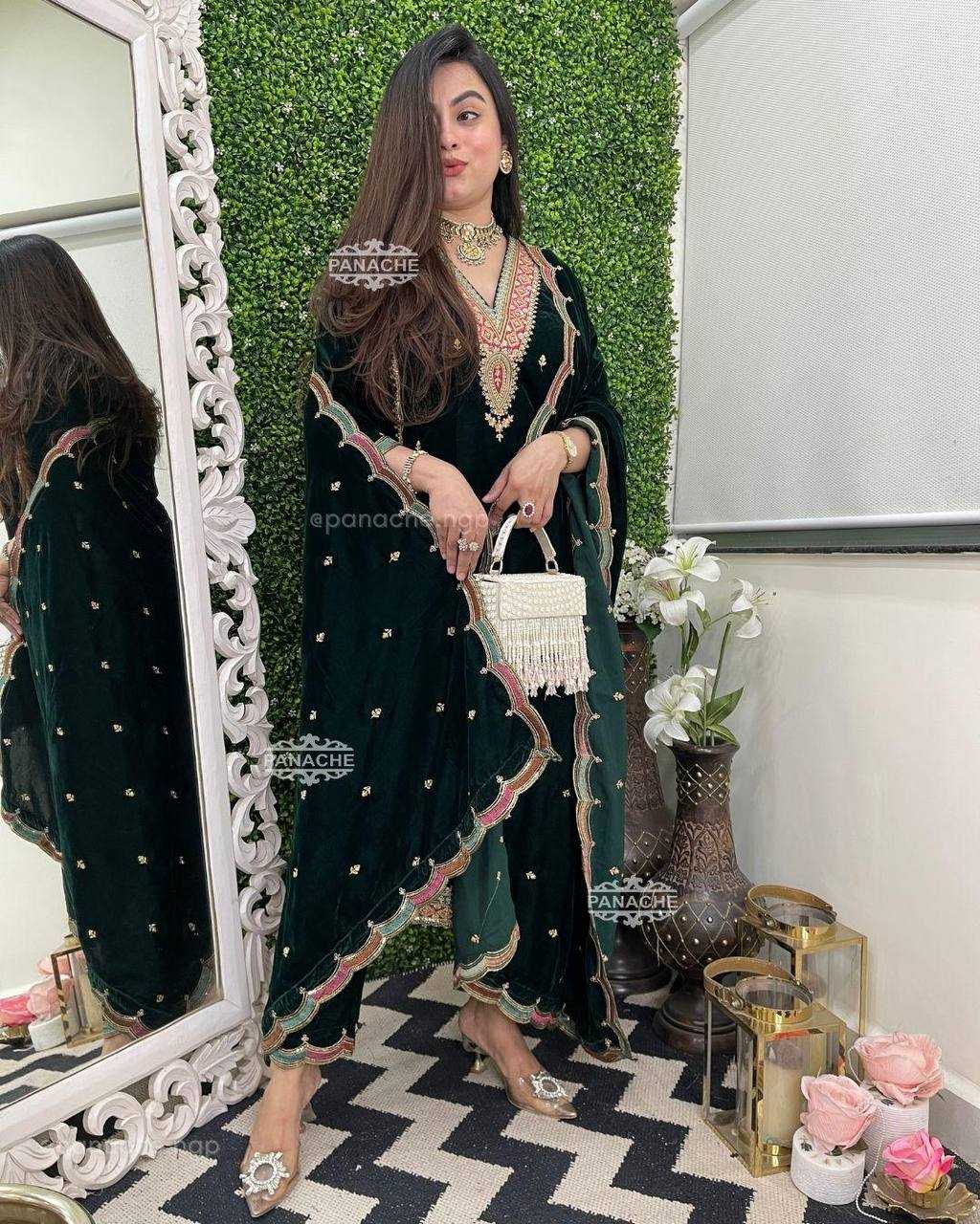 YNF VELVET RIN1411894A SUITS & DRESSES WHOLESAL PAKISTANI EMBROIDERY VELVET EID COLLECTIONS SUITS MANUFACTURE