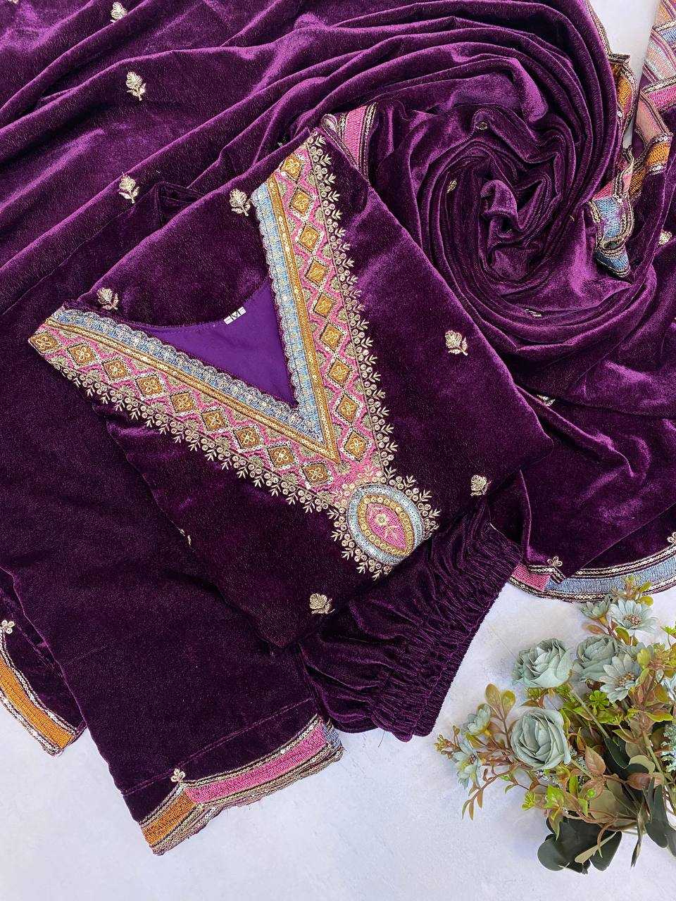 YNF VELVET RIN1411894A SUITS & DRESSES WHOLESAL PAKISTANI EMBROIDERY VELVET EID COLLECTIONS SUITS MANUFACTURE