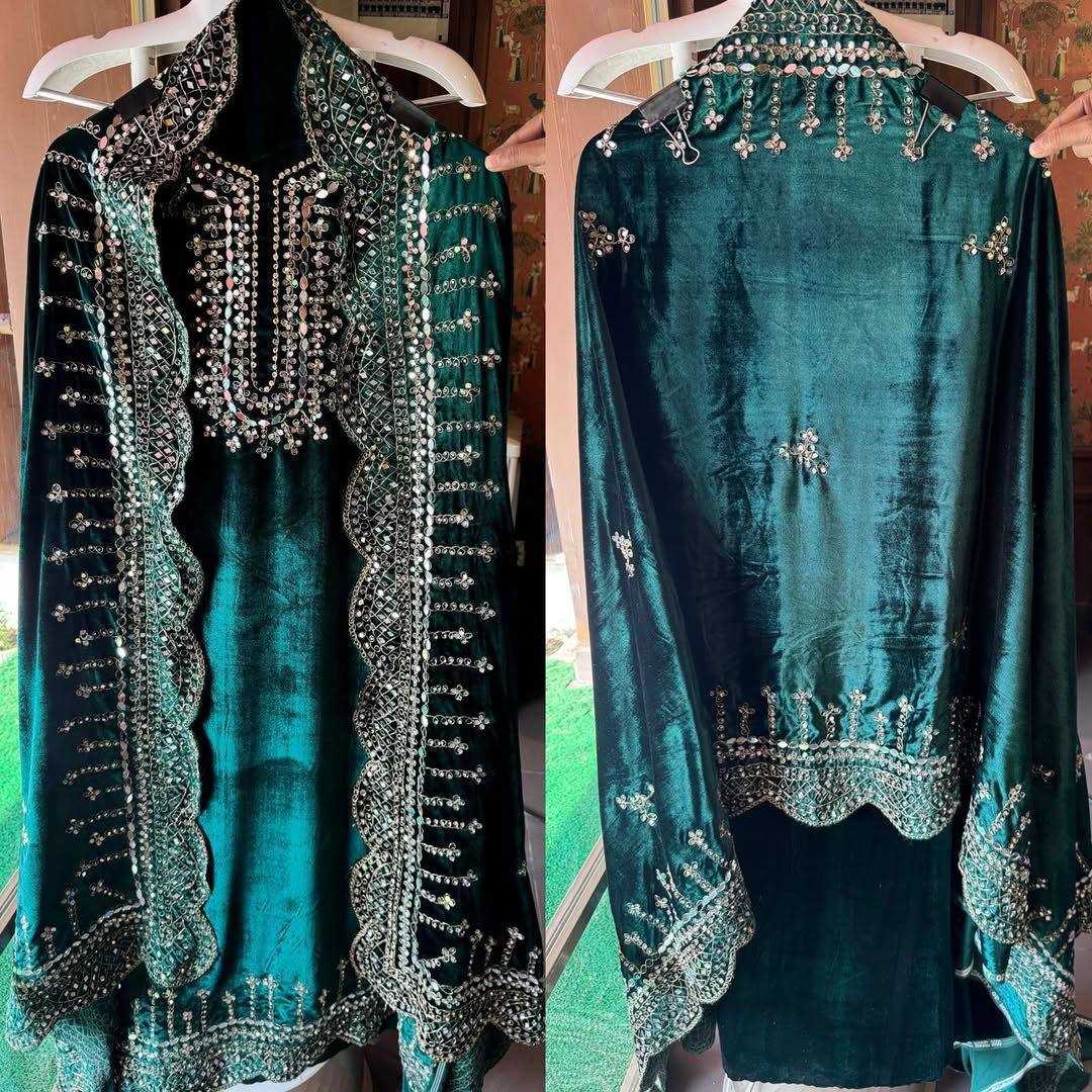 YNF VELVET RIN169 5793 SUITS & DRESSES WHOLESALE EMBROIDERY VELVET PARTY WEAR PAKISTANI MANUFACTURE