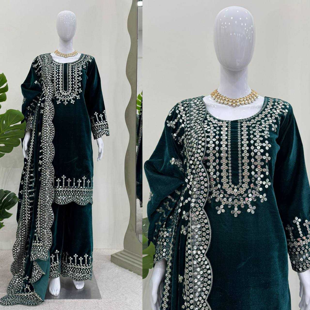 YNF VELVET RIN169 5793 SUITS & DRESSES WHOLESALE EMBROIDERY VELVET PARTY WEAR PAKISTANI MANUFACTURE