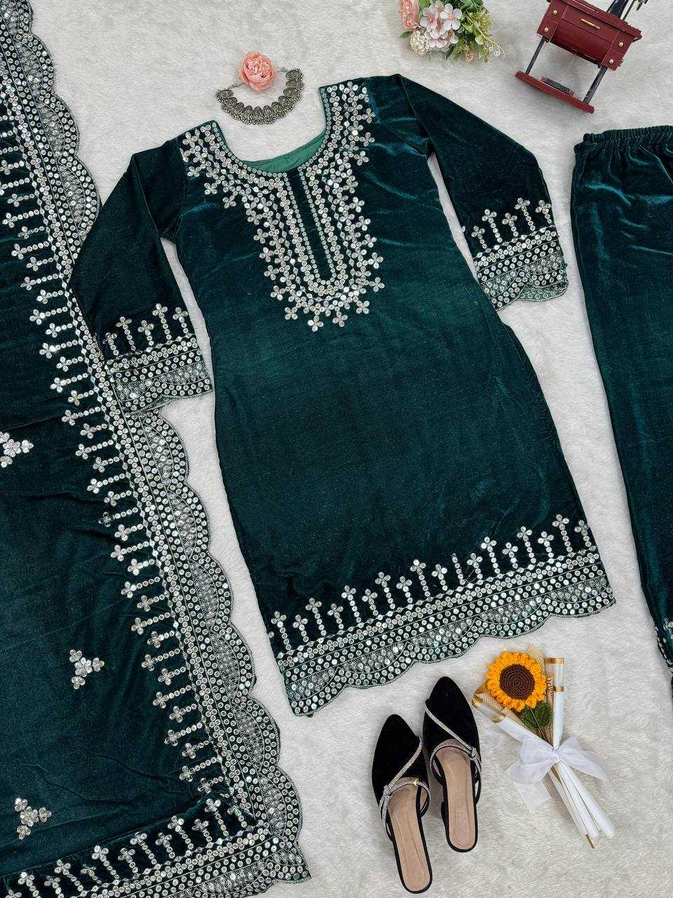 YNF VELVET RIN169 5793 SUITS & DRESSES WHOLESALE EMBROIDERY VELVET PARTY WEAR PAKISTANI MANUFACTURE