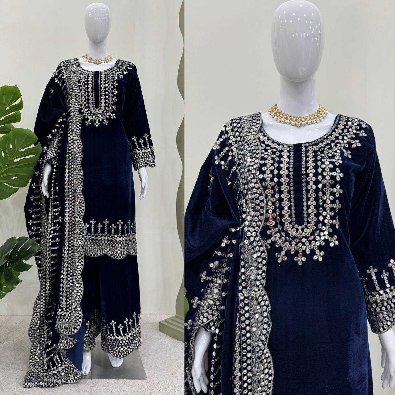 YNF VELVET RIN169 5793 SUITS & DRESSES WHOLESALE EMBROIDERY VELVET PARTY WEAR PAKISTANI MANUFACTURE