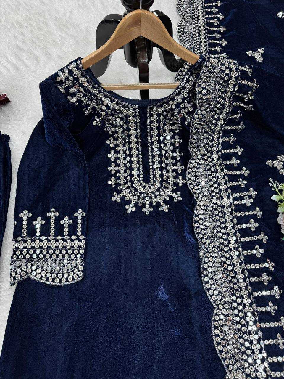 YNF VELVET RIN169 5793 SUITS & DRESSES WHOLESALE EMBROIDERY VELVET PARTY WEAR PAKISTANI MANUFACTURE