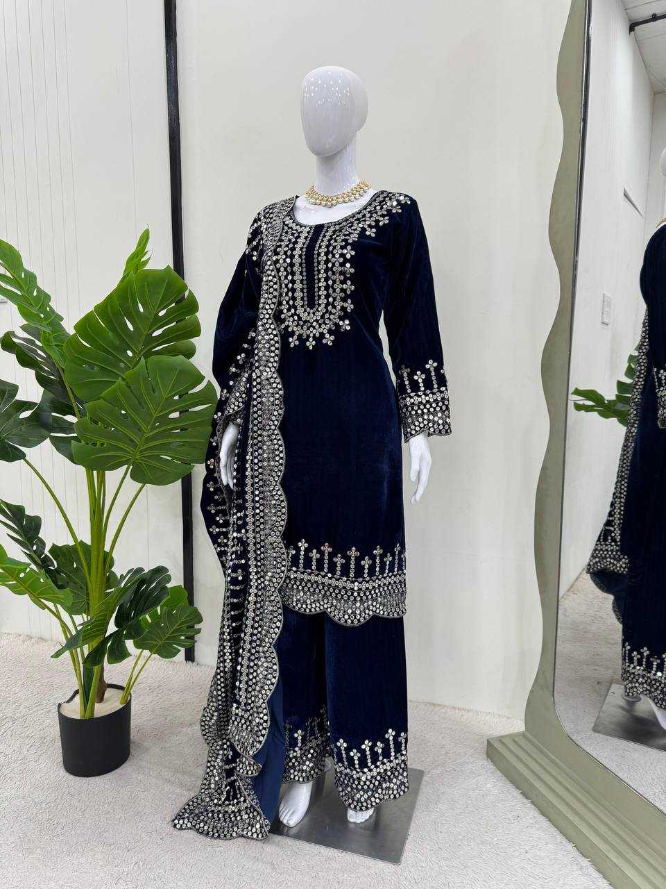 YNF VELVET RIN169 5793 SUITS & DRESSES WHOLESALE EMBROIDERY VELVET PARTY WEAR PAKISTANI MANUFACTURE