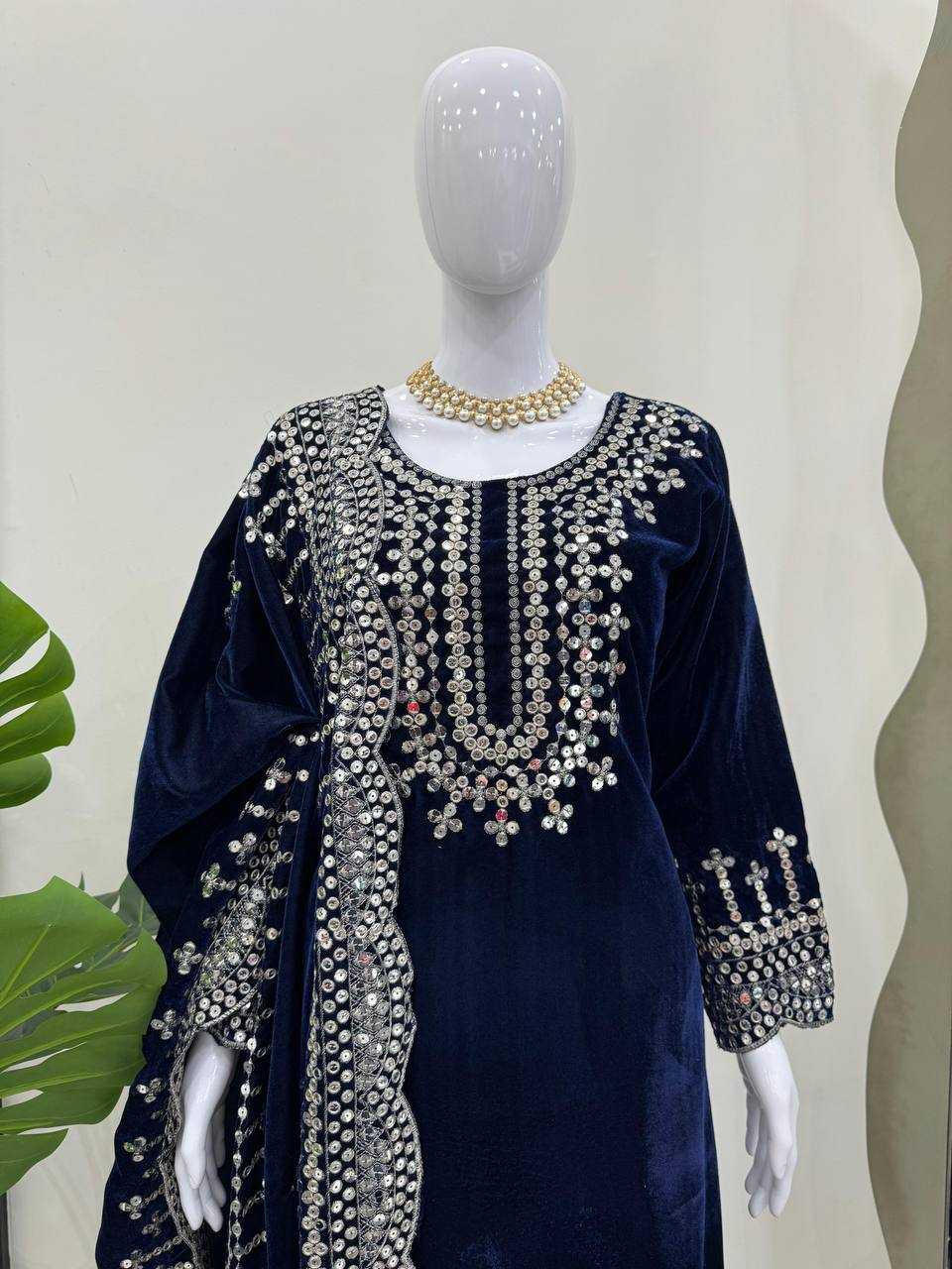 YNF VELVET RIN169 5793 SUITS & DRESSES WHOLESALE EMBROIDERY VELVET PARTY WEAR PAKISTANI MANUFACTURE