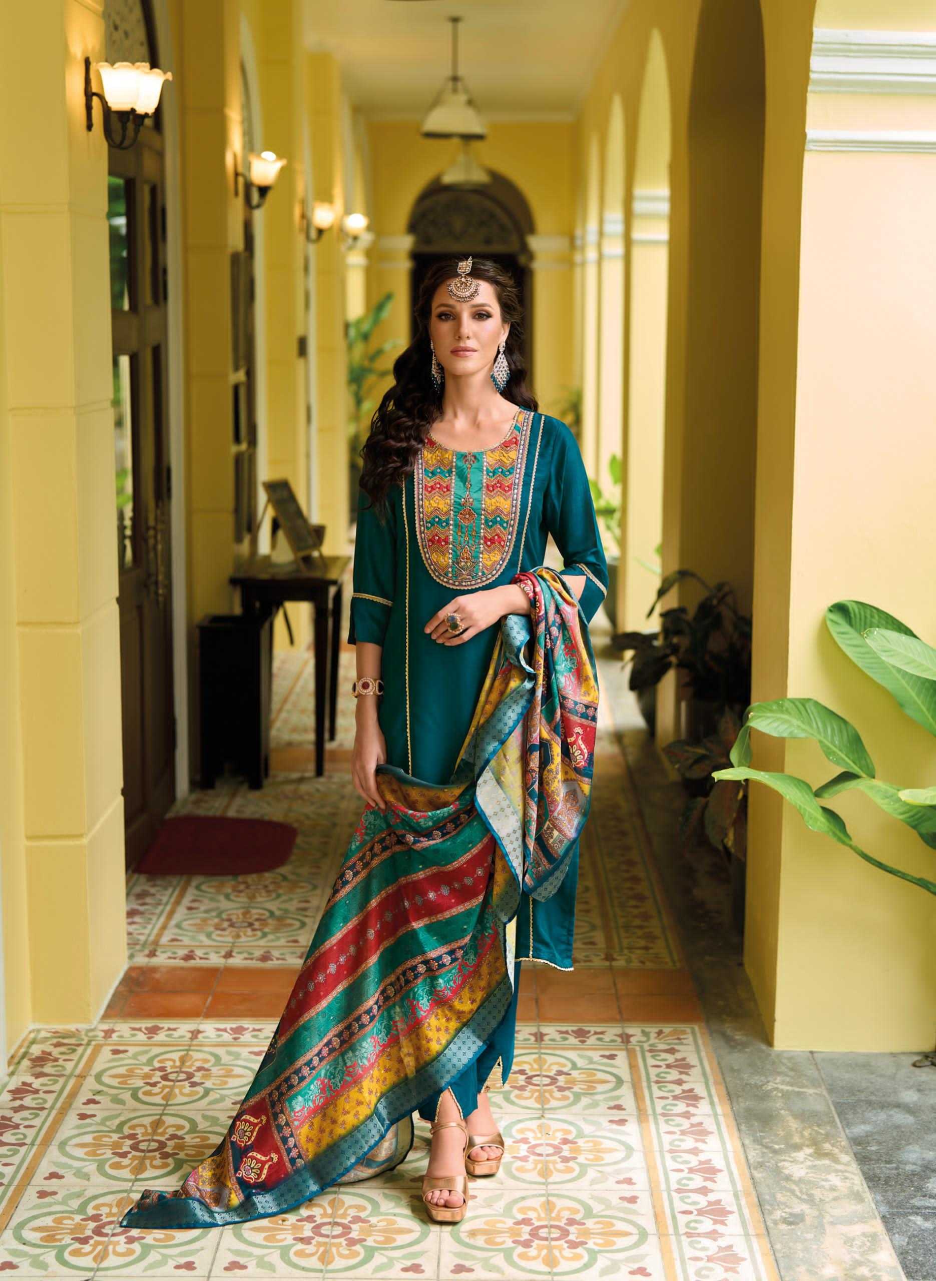 YNF VICHITRA SILK LADY LEELA KESH236 ZEENAT CLOTHING BRANDS WHOLESALE SUITS MANUFACTURER