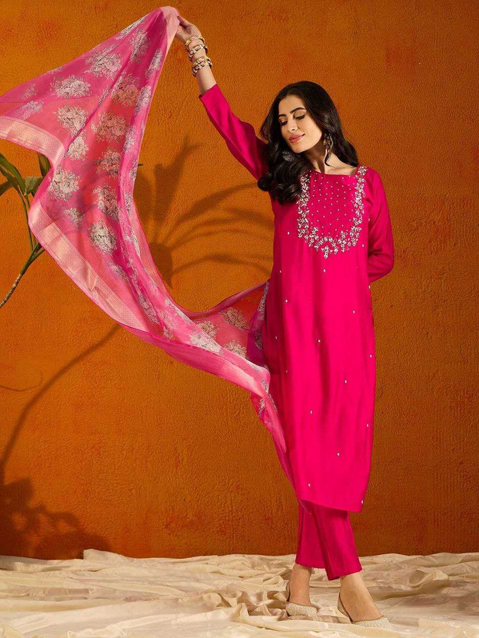 YNF VISCOSE CHANDERI RIN174 RAVIYA SUITS & DRESSES WHOLESALE EMBROPIDERY CHANDERI WEDDING PINK SUITS MANUFACTURE