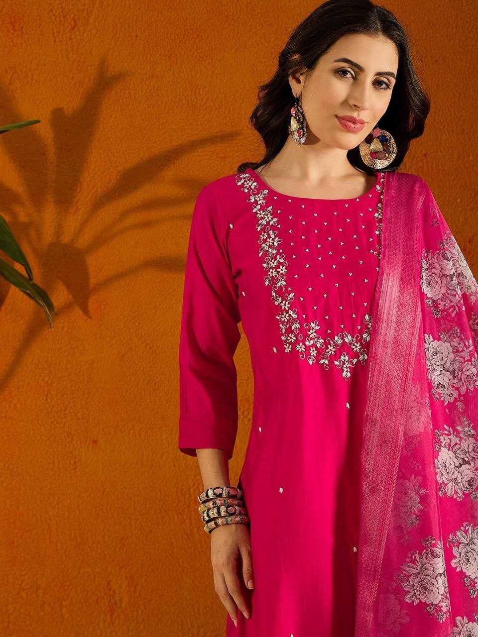 YNF VISCOSE CHANDERI RIN174 RAVIYA SUITS & DRESSES WHOLESALE EMBROPIDERY CHANDERI WEDDING PINK SUITS MANUFACTURE