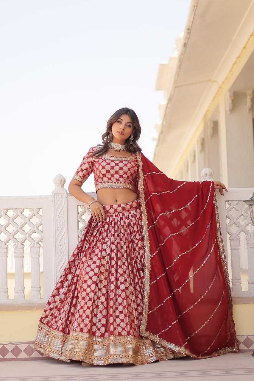 YNF VISCOSE KESH234 DSF015 LEHENGAS WHOLESALE RED TRADITIONAL WEDDING LEHENGAS MANUFACTURER