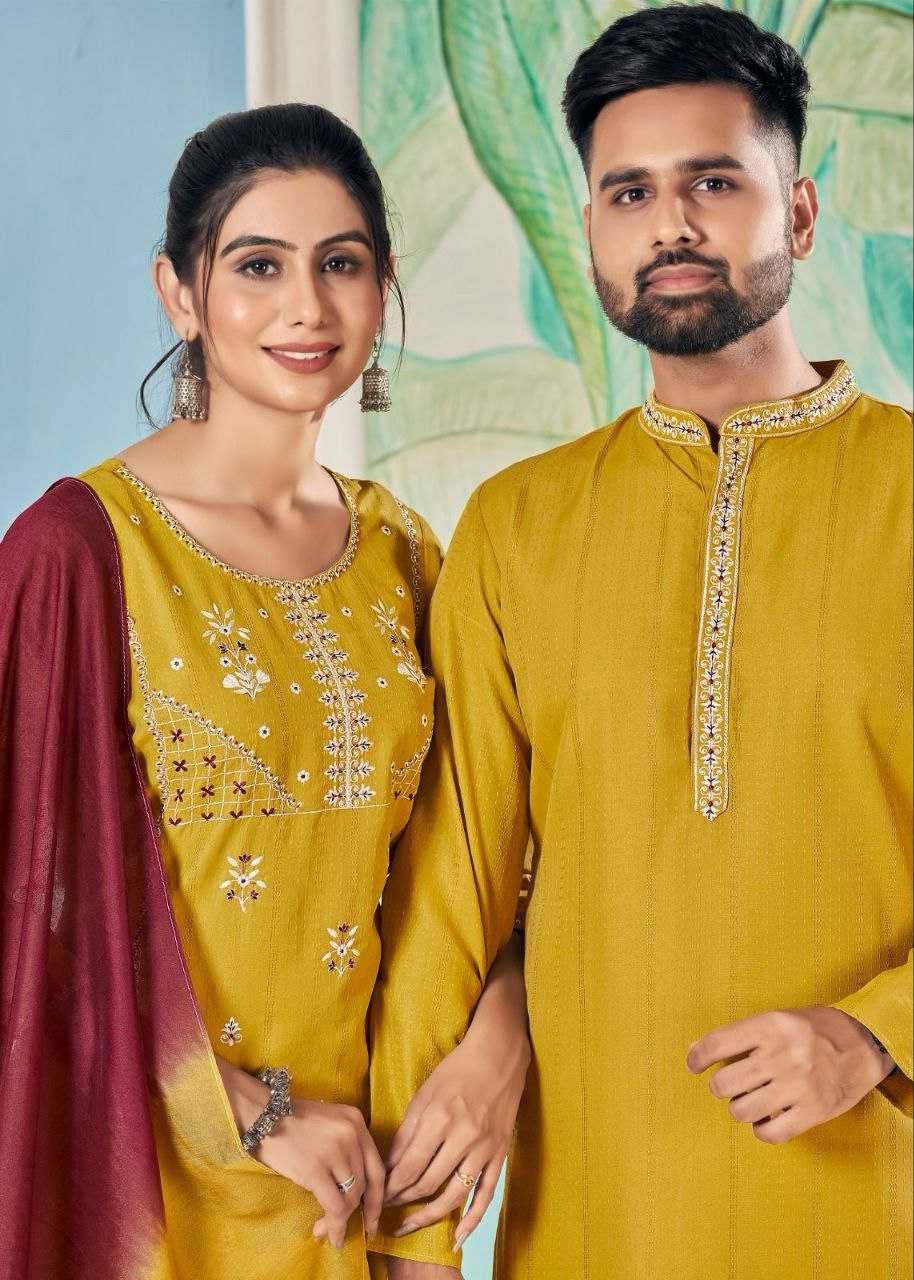 YNF VISCOSE KESH246 Soul Mates COUPLE WEAR WHOLESALE MENS KURTA PAYJAM & FEMALE KURTIS BOTTOM MANUFACTURER