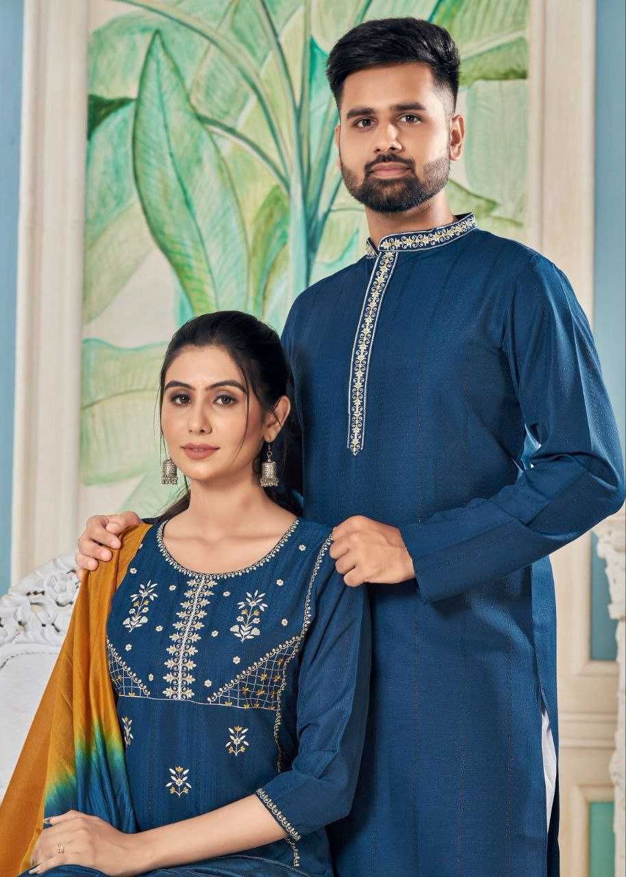 YNF VISCOSE KESH246 Soul Mates COUPLE WEAR WHOLESALE MENS KURTA PAYJAM & FEMALE KURTIS BOTTOM MANUFACTURER