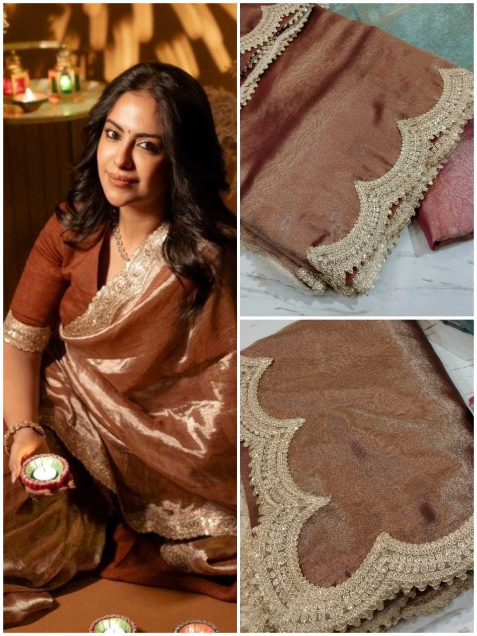 YNF BANARASI WOVEN KESH131 Avika Lace SAREES WHOLESALE SOFT TISSUE SILK LACE BORDER ZARI AVIKA GAUR SAREES MANUFACTURER