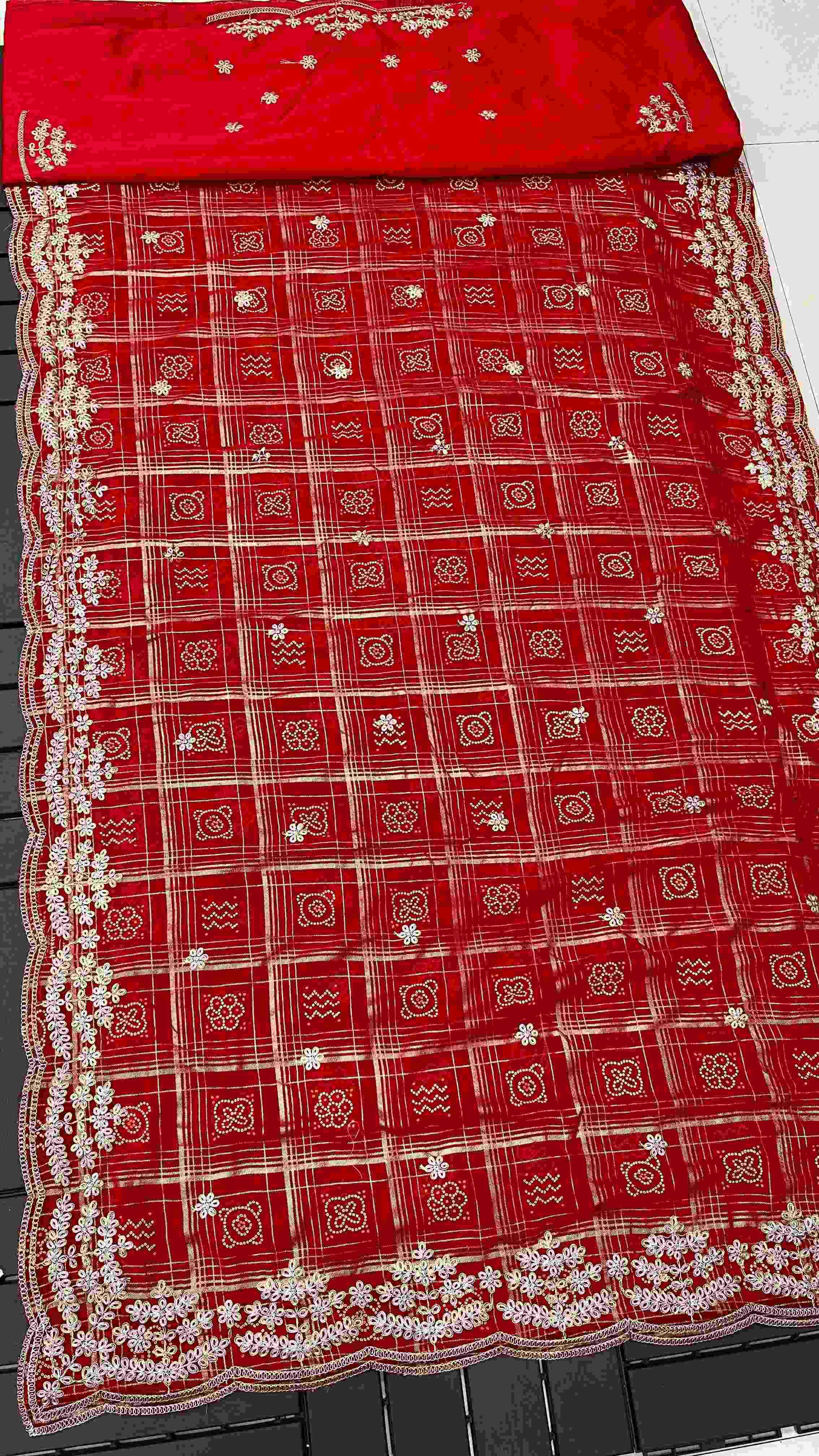 YNF BANDHANI KESH142 RAC02SARREE WHOLESALE BANDHANI PRINTED WORK SARRES  MANUFACTURER