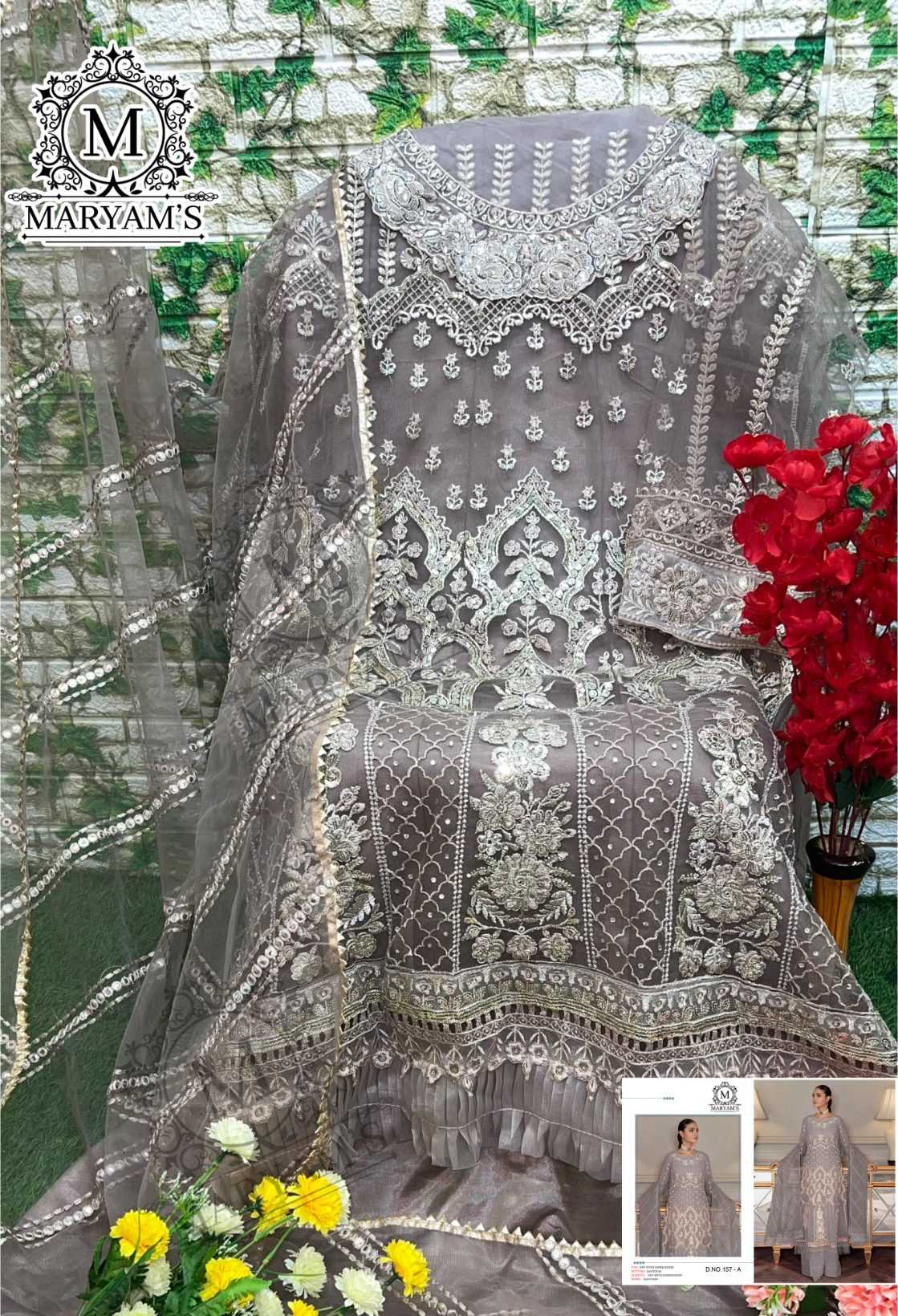 Ynf Butterfly Net RIN129 157 Suits & Dresses Wholesale Embroidery Suits Party wear suits Net Suit Manufacturer