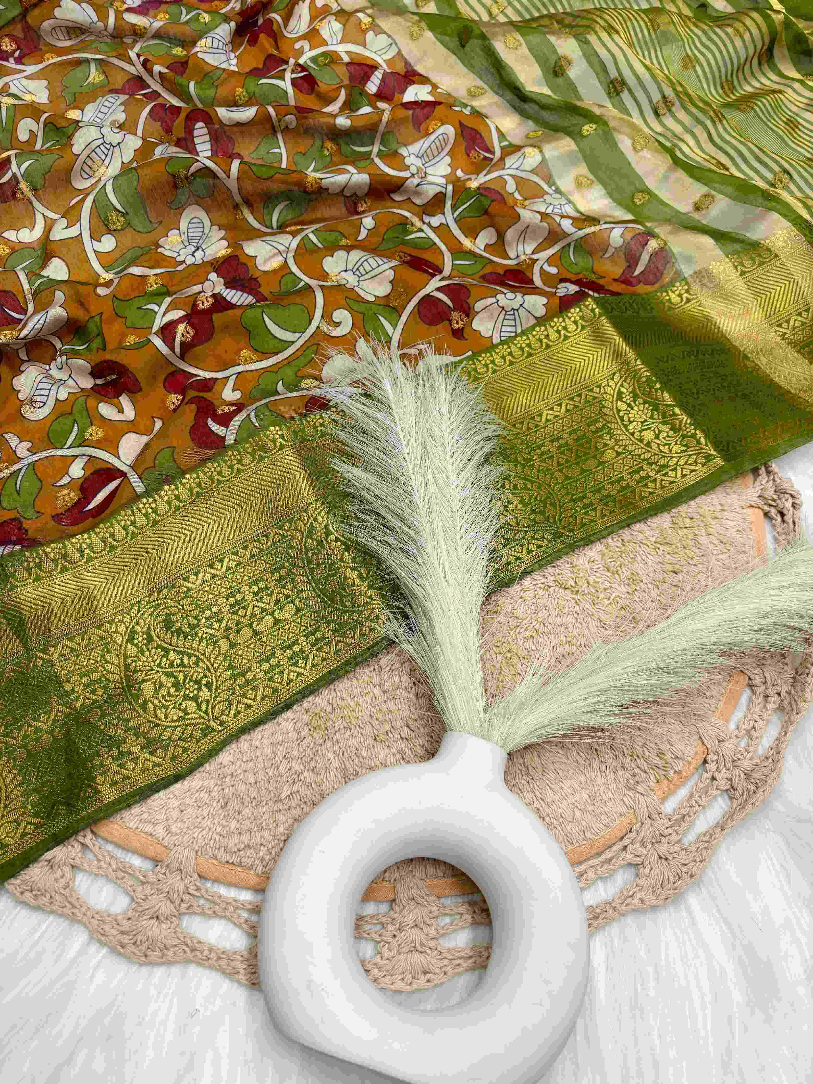 YNF CHANDERI COTTON RIN193 APN31 SAREE WHOLESALE KALAMKAR CHANDERI ZARI SAREE MANUFACTURER