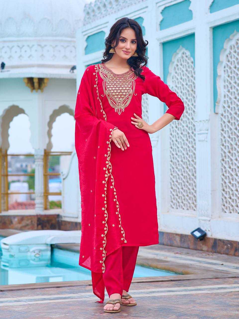 YNF CHANDERI KESH396 103 SUIT WHOLESALE CHANDERI EMBROIDERY LADIES SUIT MANUFACTURER