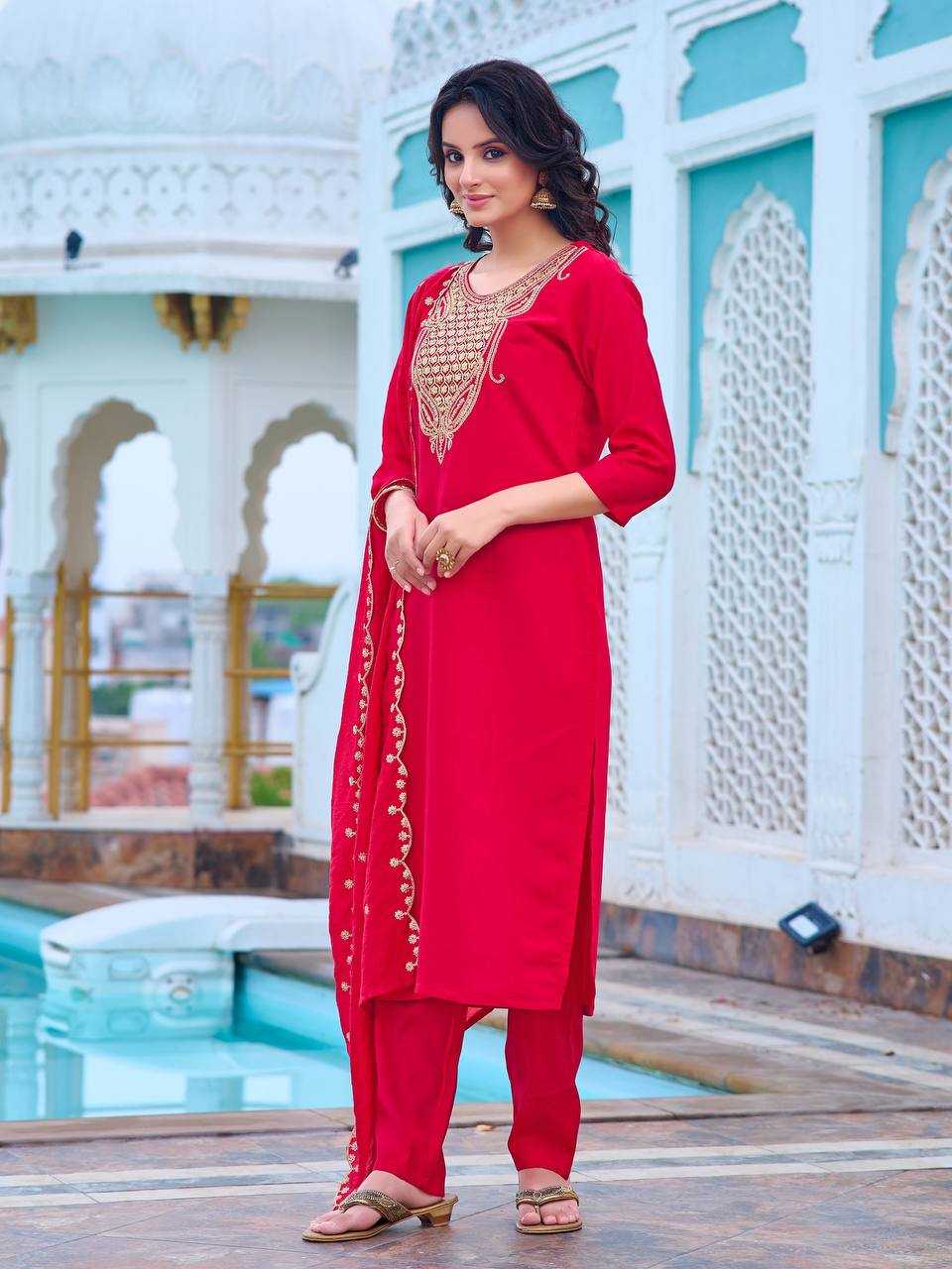 YNF CHANDERI KESH396 103 SUIT WHOLESALE CHANDERI EMBROIDERY LADIES SUIT MANUFACTURER