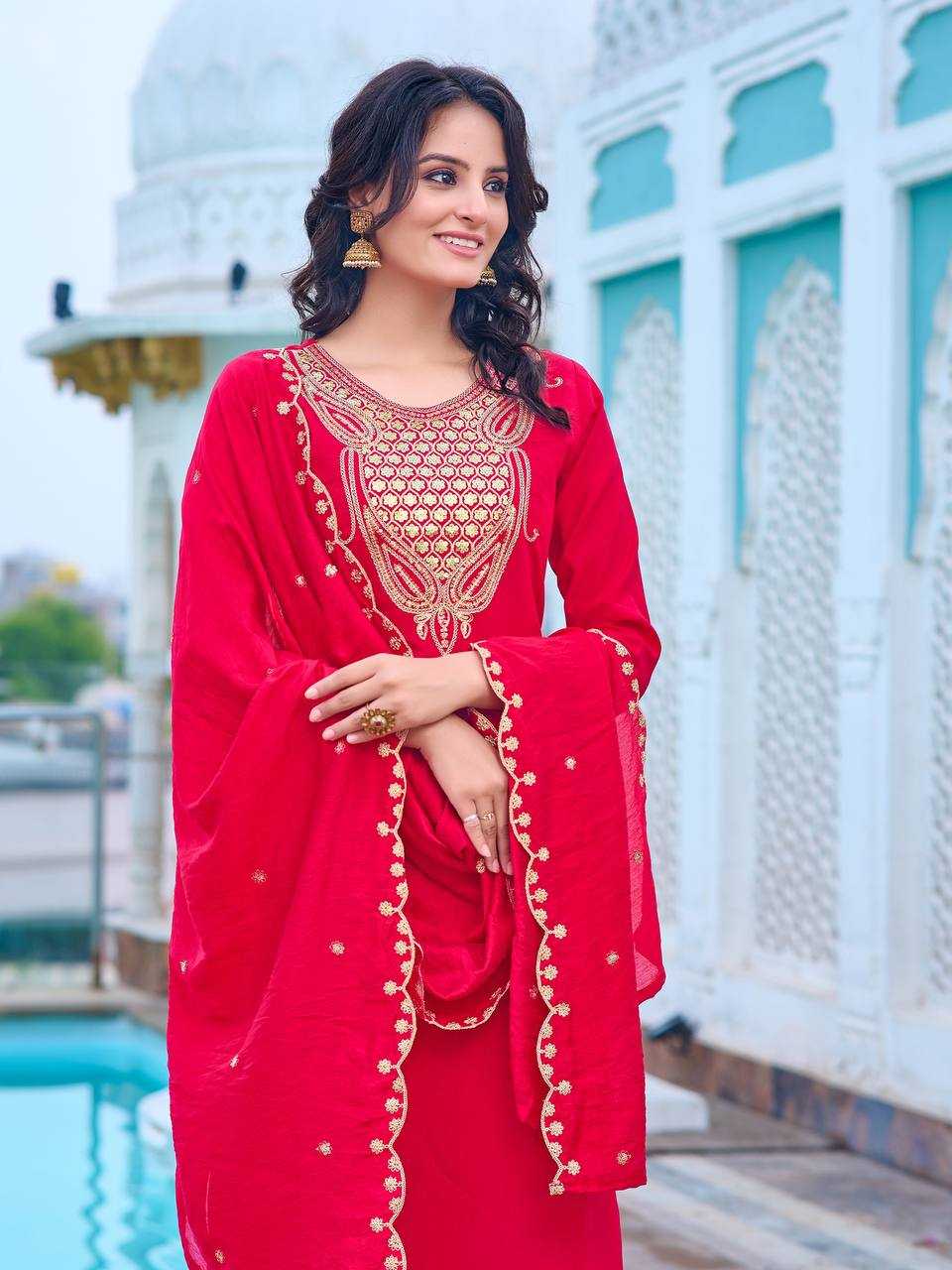 YNF CHANDERI KESH396 103 SUIT WHOLESALE CHANDERI EMBROIDERY LADIES SUIT MANUFACTURER