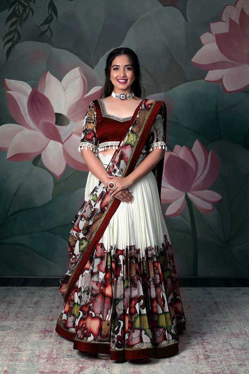 YNF CHINON KESH367 K176 LEHENGA WHOLESALE KALAMKARI TRADITIONAL PRINTED LEHENGA MANUFACTURER