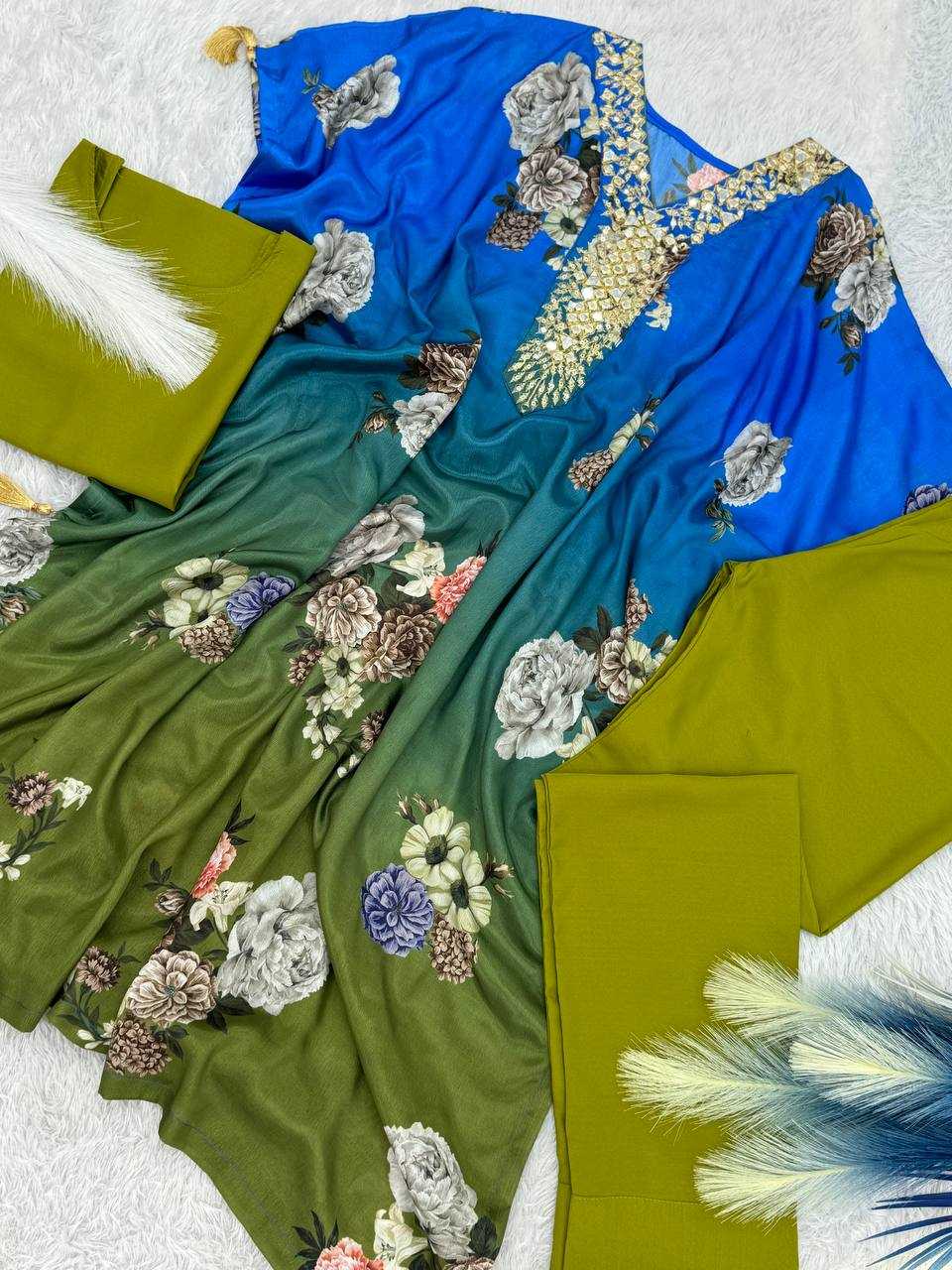 YNF CHINON SILK KESH159 1317 SUIT WHOLESALE EMBROIDERED PRINTED SILK SUIT MANUFACTURER