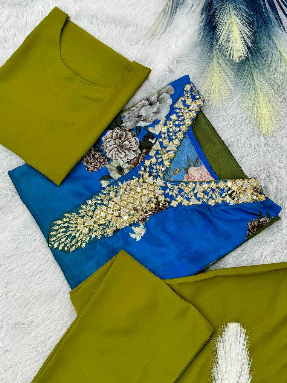 YNF CHINON SILK KESH159 1317 SUIT WHOLESALE EMBROIDERED PRINTED SILK SUIT MANUFACTURER