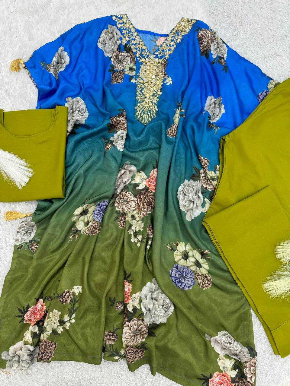 YNF CHINON SILK KESH159 1317 SUIT WHOLESALE EMBROIDERED PRINTED SILK SUIT MANUFACTURER