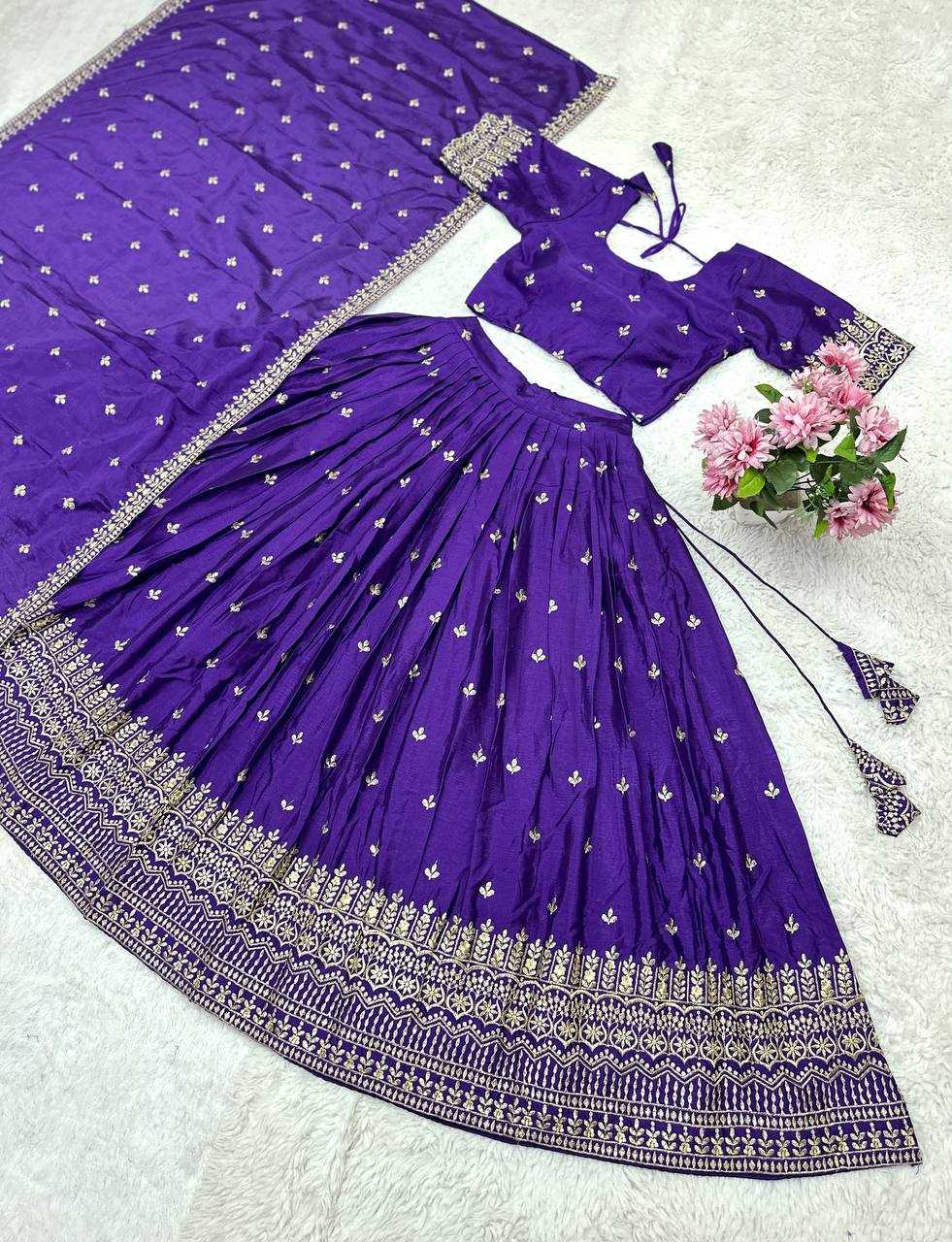 YNF CHINON SILK KESH367 177 LEHENGA WHOLESALE EMBROIDERED SEQUINS SILK LEHENGA MANUFACTURER