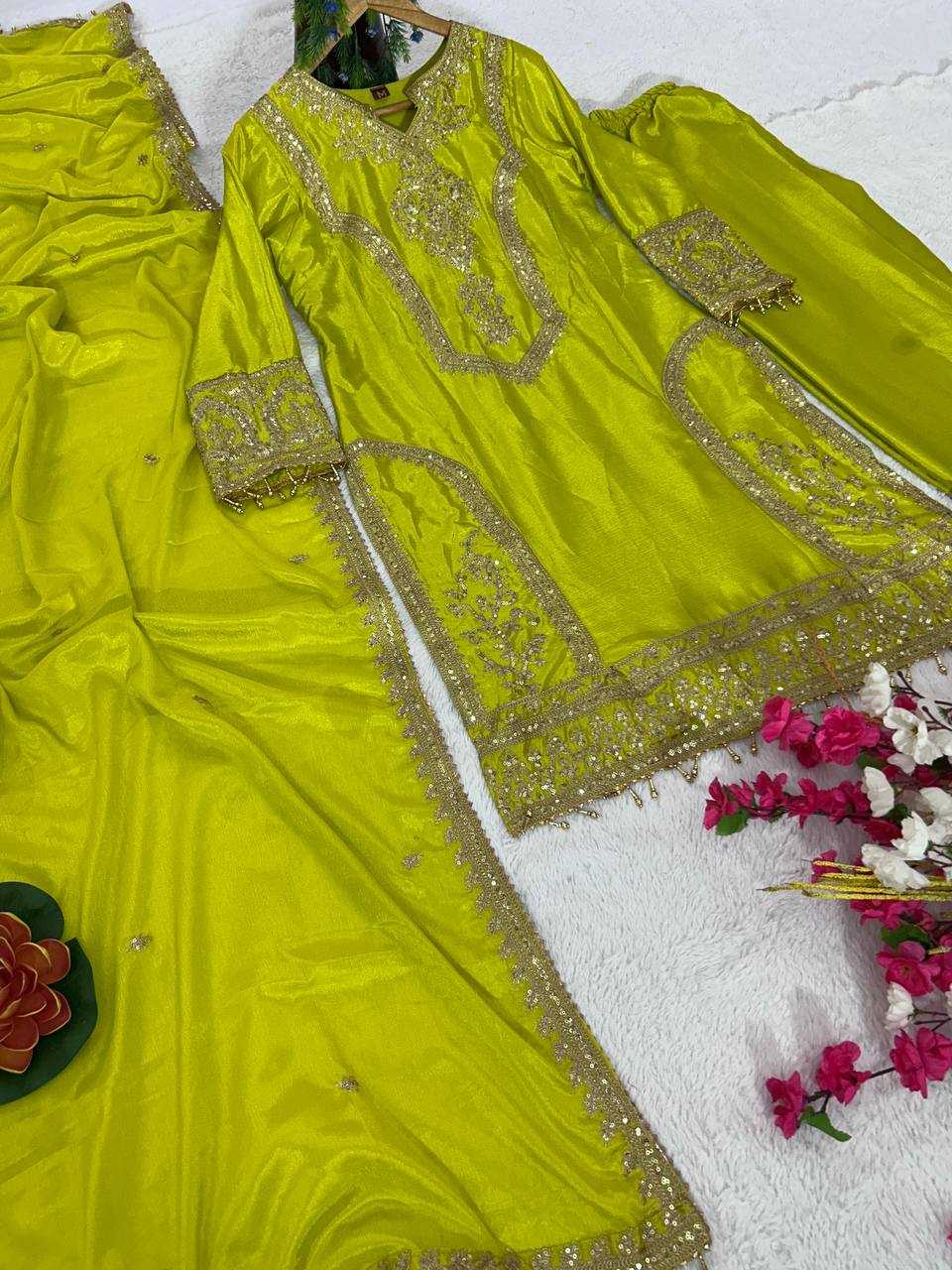 YNF CHINON SILK KESH399 3106 SUITS & DRESSES WHOLESALE SILK  EMBROIDERY DESIGNER SUITS MANUFACTURER