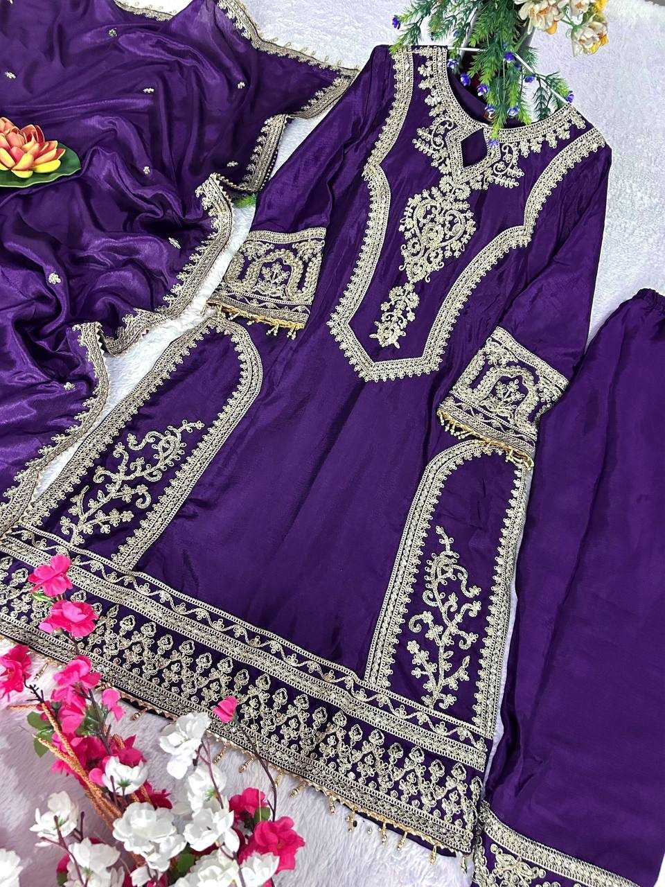 YNF CHINON SILK KESH399 3106 SUITS & DRESSES WHOLESALE SILK  EMBROIDERY DESIGNER SUITS MANUFACTURER