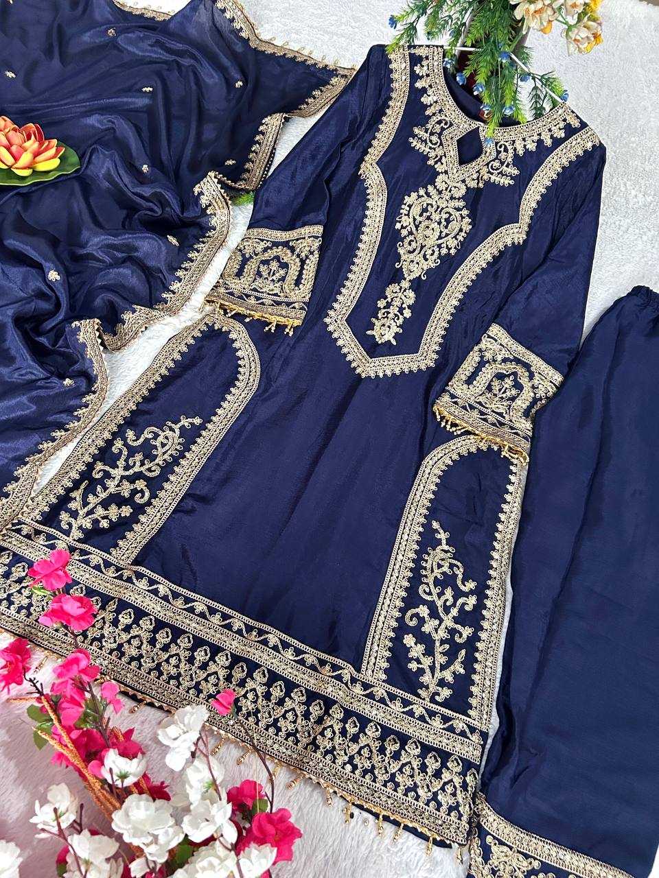 YNF CHINON SILK KESH399 3106 SUITS & DRESSES WHOLESALE SILK  EMBROIDERY DESIGNER SUITS MANUFACTURER