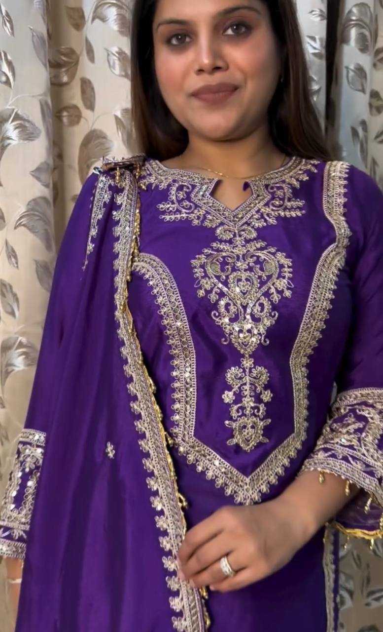 YNF CHINON SILK KESH399 3106 SUITS & DRESSES WHOLESALE SILK  EMBROIDERY DESIGNER SUITS MANUFACTURER