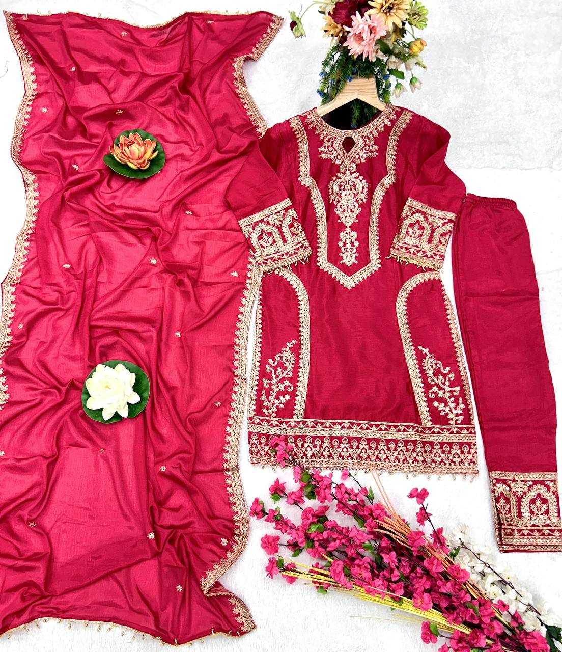 YNF CHINON SILK KESH399 3106 SUITS & DRESSES WHOLESALE SILK  EMBROIDERY DESIGNER SUITS MANUFACTURER