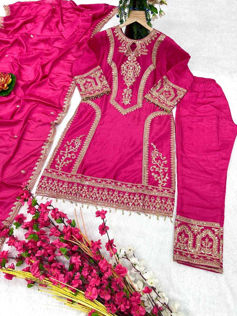 YNF CHINON SILK KESH399 3106 SUITS & DRESSES WHOLESALE SILK  EMBROIDERY DESIGNER SUITS MANUFACTURER