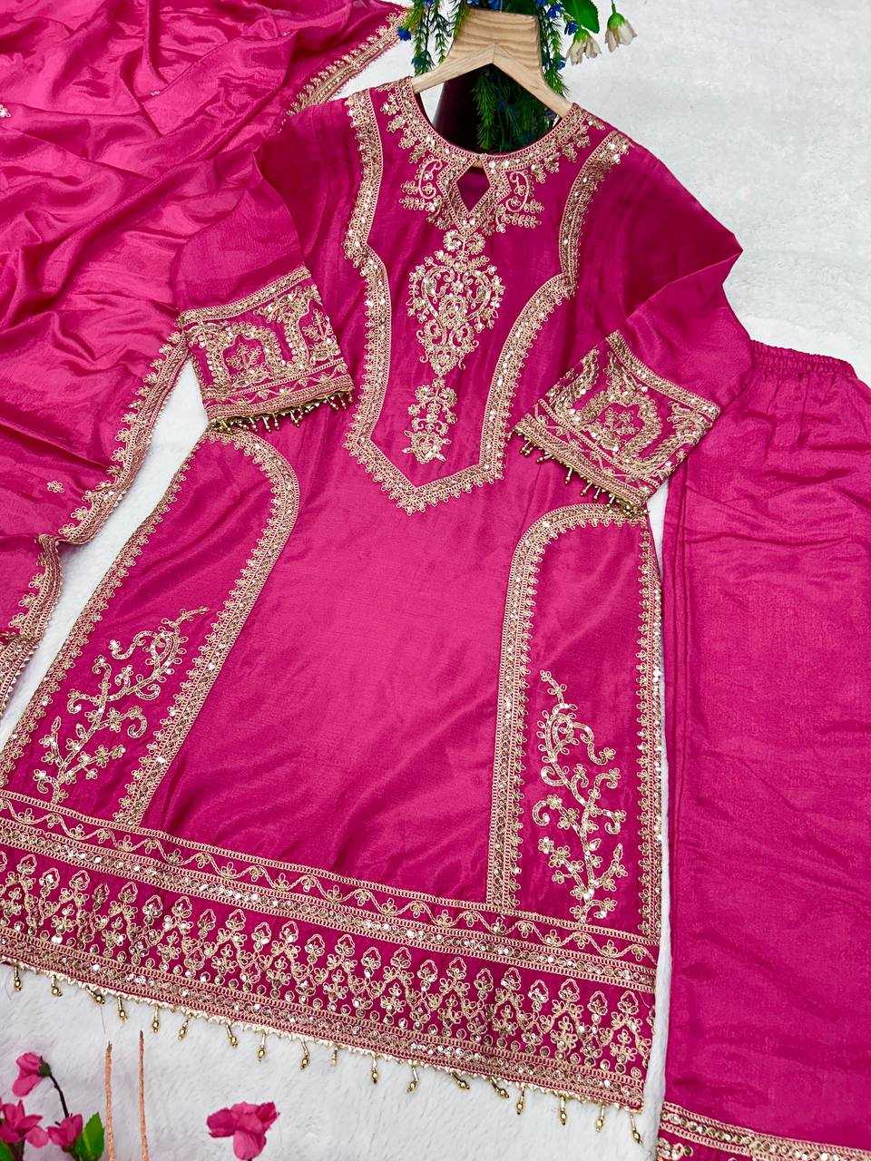 YNF CHINON SILK KESH399 3106 SUITS & DRESSES WHOLESALE SILK  EMBROIDERY DESIGNER SUITS MANUFACTURER