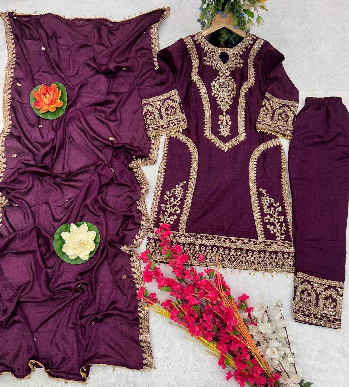 YNF CHINON SILK KESH399 3106 SUITS & DRESSES WHOLESALE SILK  EMBROIDERY DESIGNER SUITS MANUFACTURER