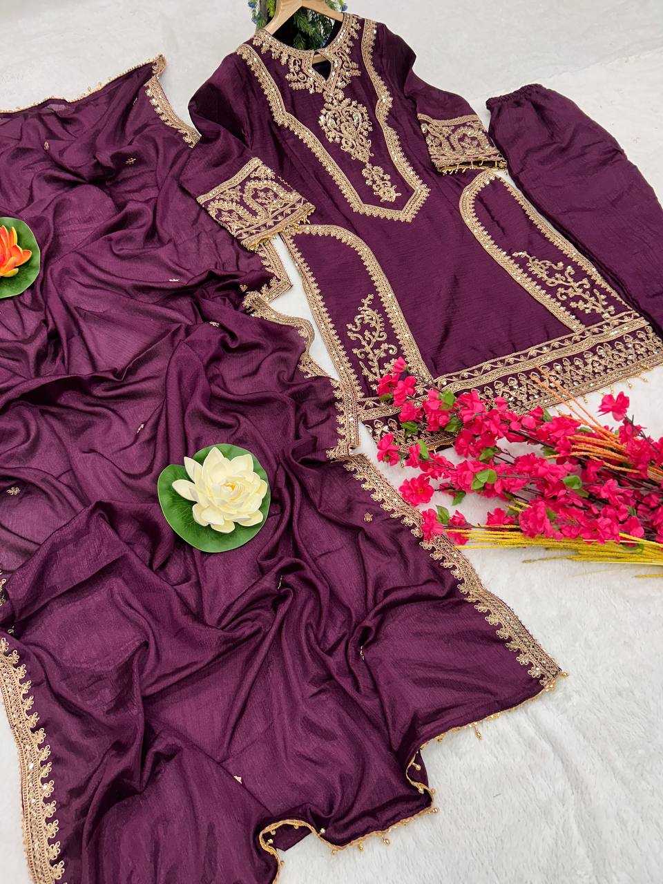 YNF CHINON SILK KESH399 3106 SUITS & DRESSES WHOLESALE SILK  EMBROIDERY DESIGNER SUITS MANUFACTURER