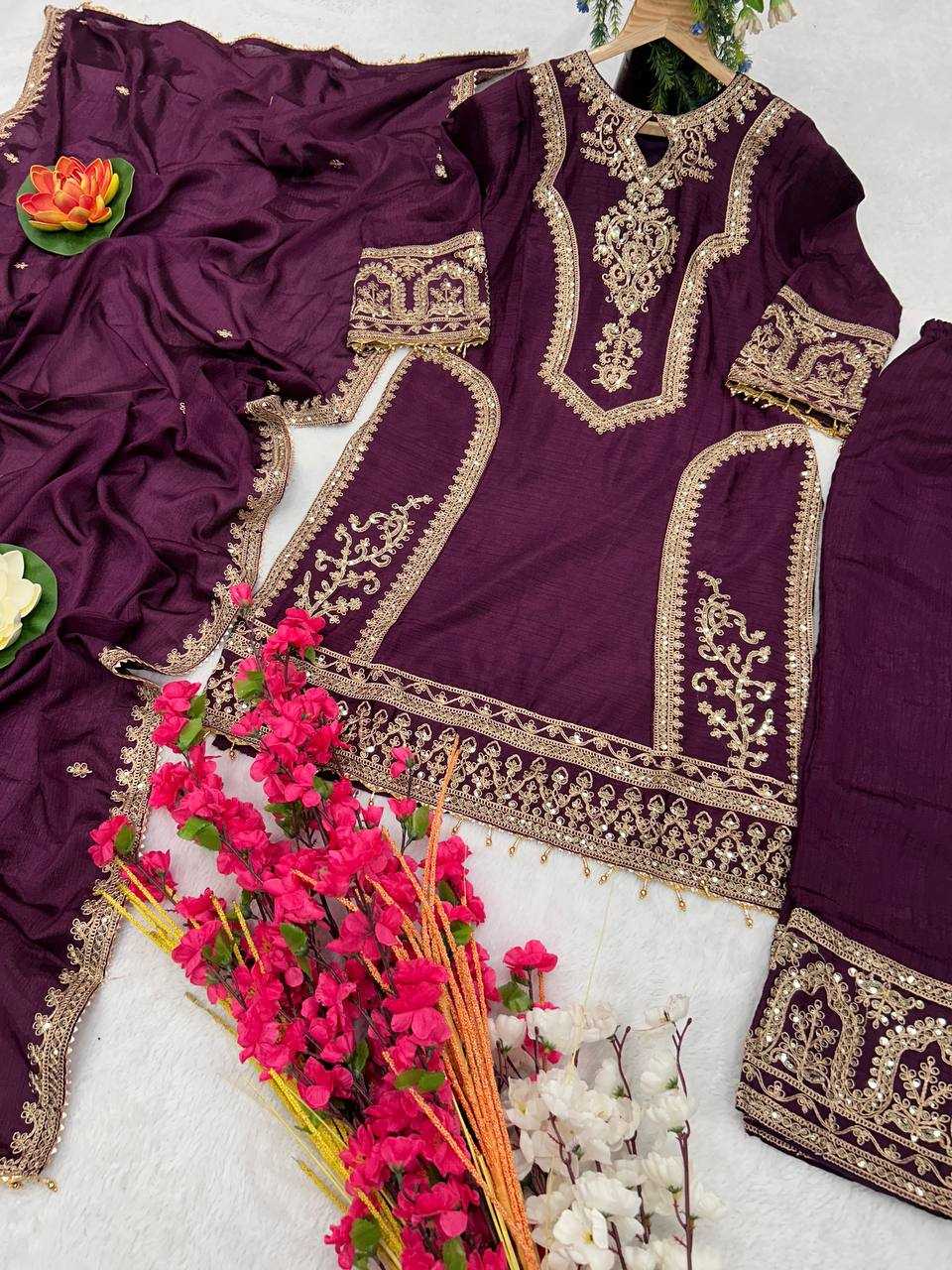 YNF CHINON SILK KESH399 3106 SUITS & DRESSES WHOLESALE SILK  EMBROIDERY DESIGNER SUITS MANUFACTURER