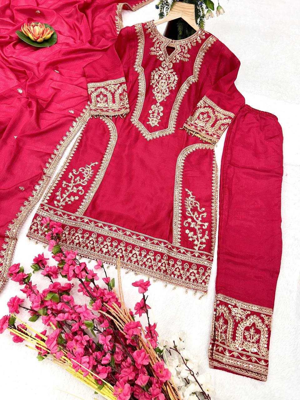 YNF CHINON SILK KESH399 3106 SUITS & DRESSES WHOLESALE SILK  EMBROIDERY DESIGNER SUITS MANUFACTURER