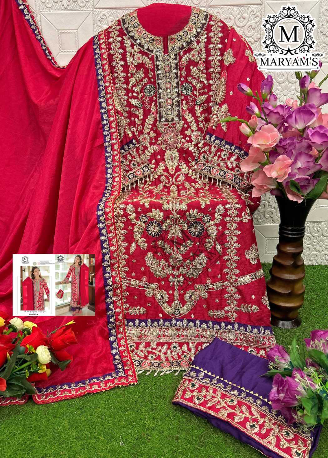 Ynf Chinon Silk RIN129 180 Suits & Dresses Wholesale Embroidery Suits Ladies Salwar Suits Silk Suits Manufacturer