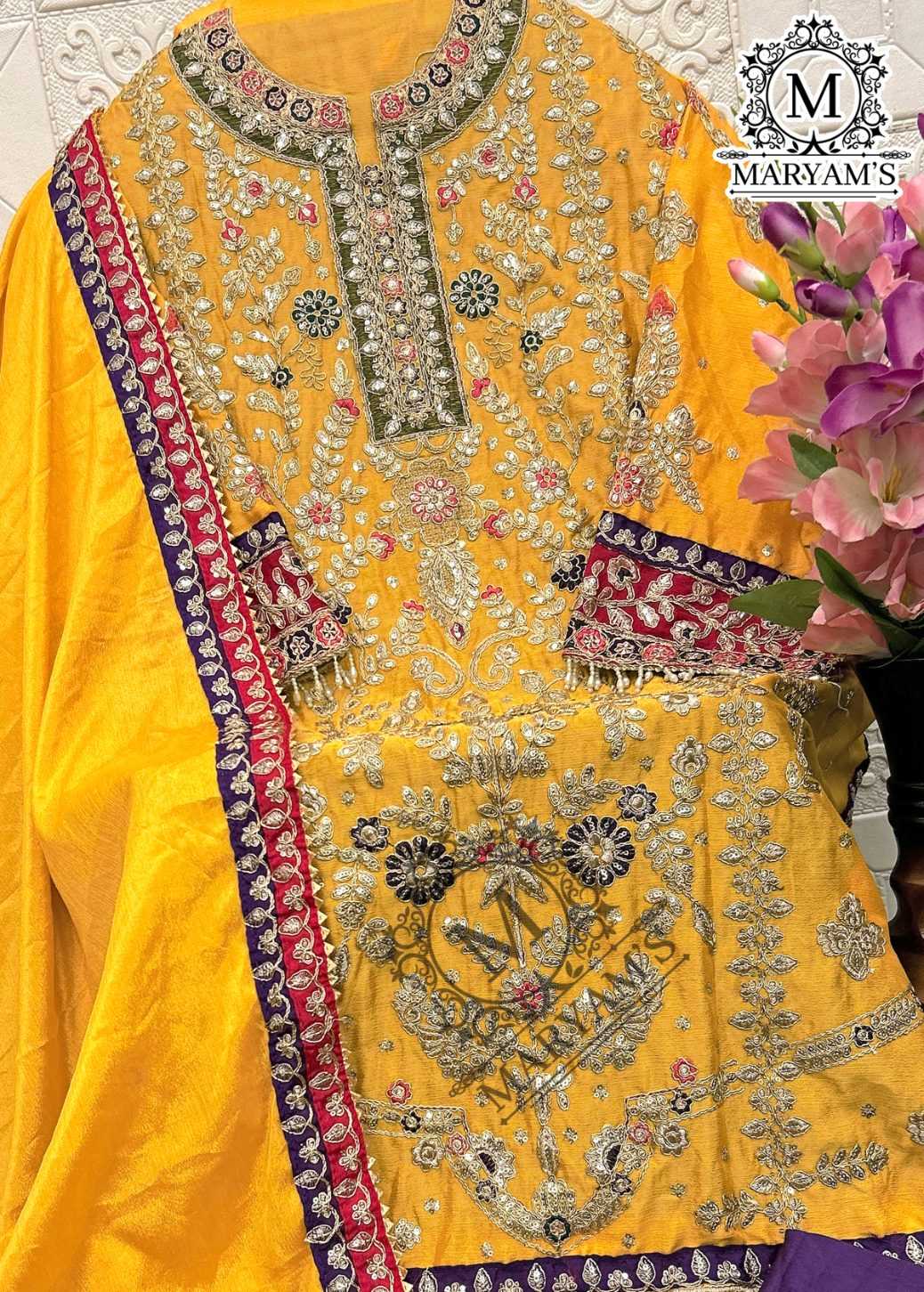 Ynf Chinon Silk RIN129 180 Suits & Dresses Wholesale Embroidery Suits Ladies Salwar Suits Silk Suits Manufacturer