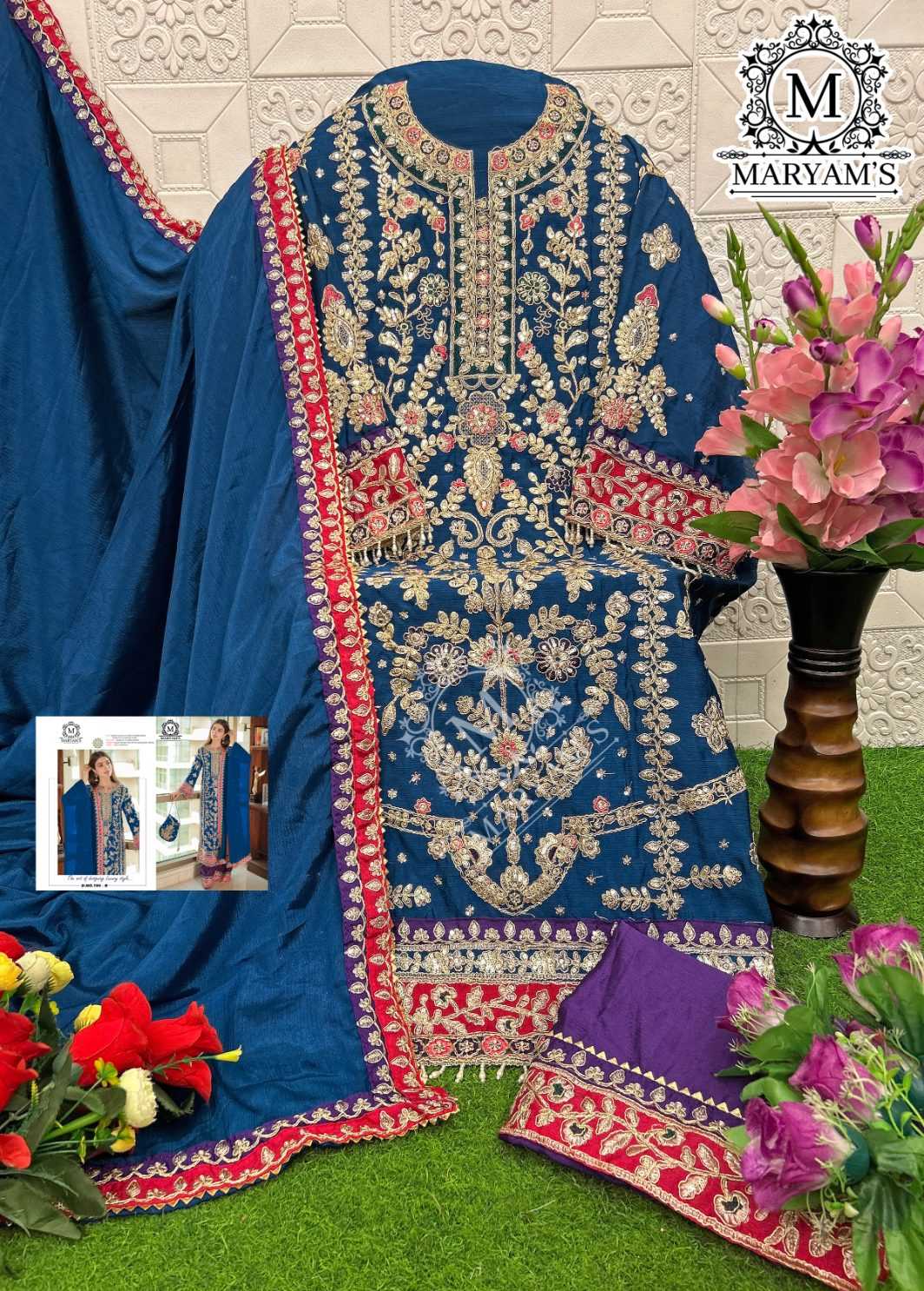 Ynf Chinon Silk RIN129 180 Suits & Dresses Wholesale Embroidery Suits Ladies Salwar Suits Silk Suits Manufacturer