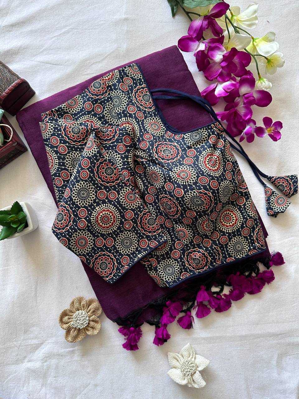 YNF COTTON KESH375 VRS12 SAREE WHOLESALER AJRAK COTTON DESIGNER SAREES MANUFACTURER