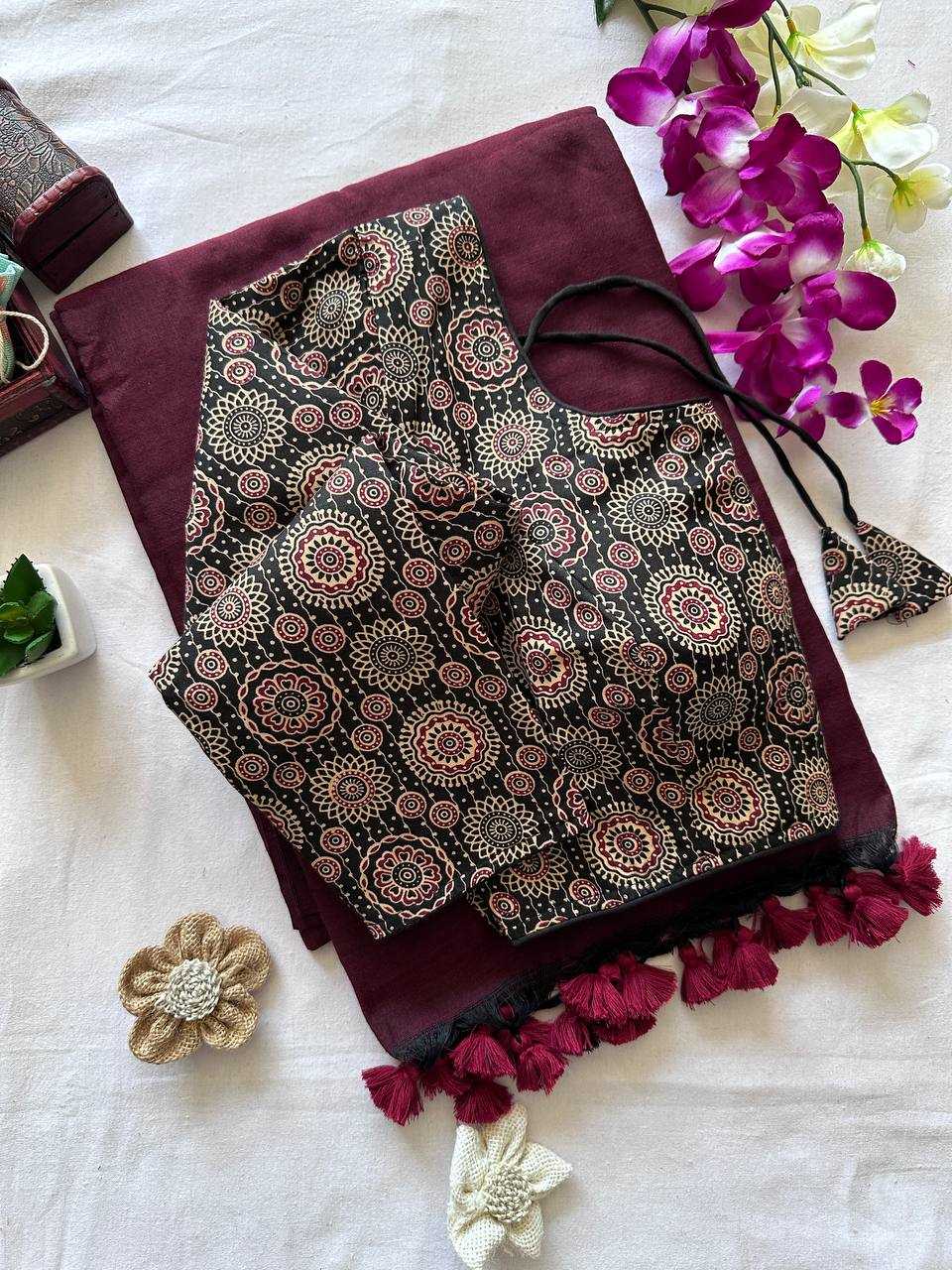 YNF COTTON KESH375 VRS12 SAREE WHOLESALER AJRAK COTTON DESIGNER SAREES MANUFACTURER