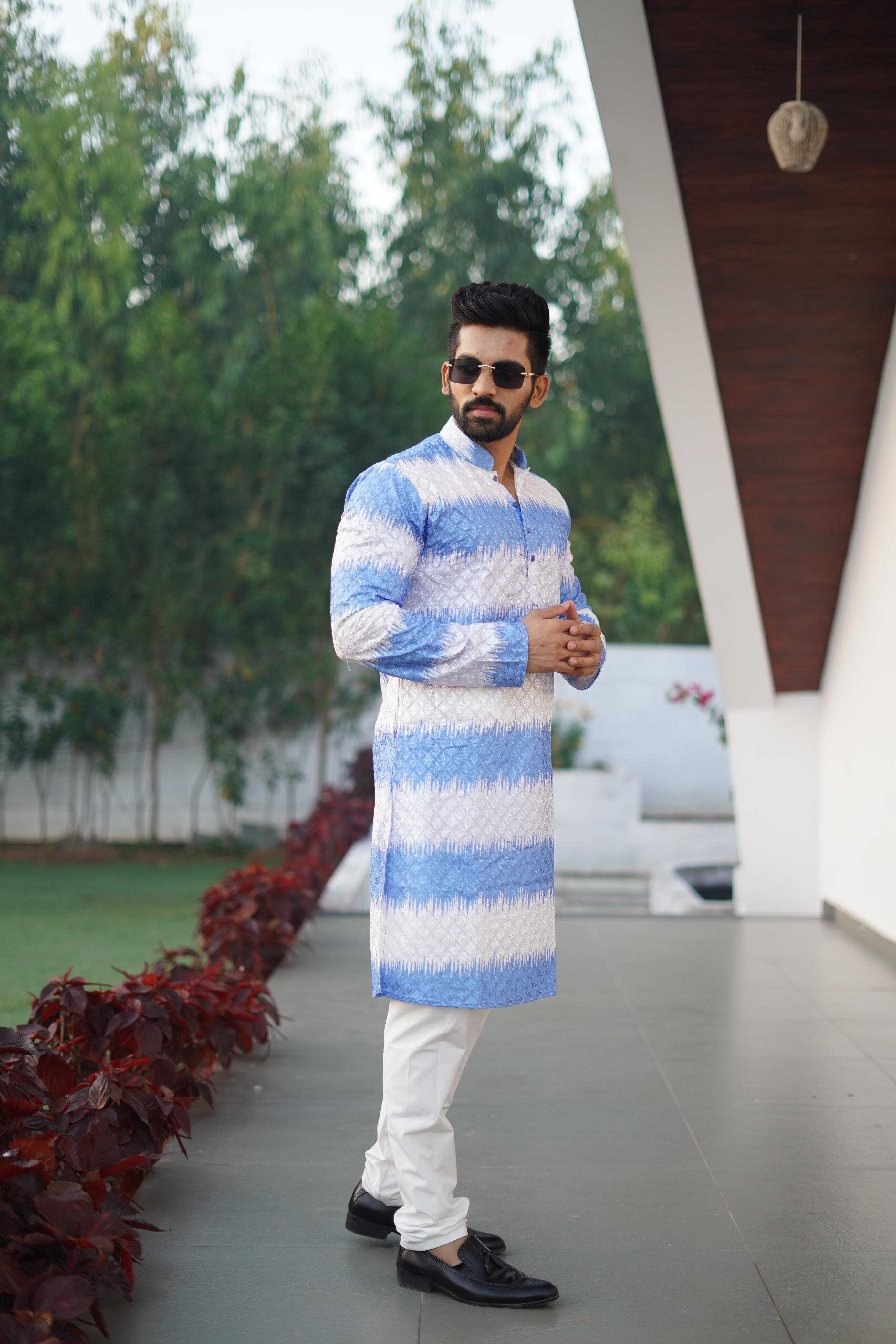 YNF COTTON RIN111 RAINBOW MENS WEAR WHOLESALE EMBORIDERED COTTON KURTA PYJAMA MENS WEAR MANUFACTURER