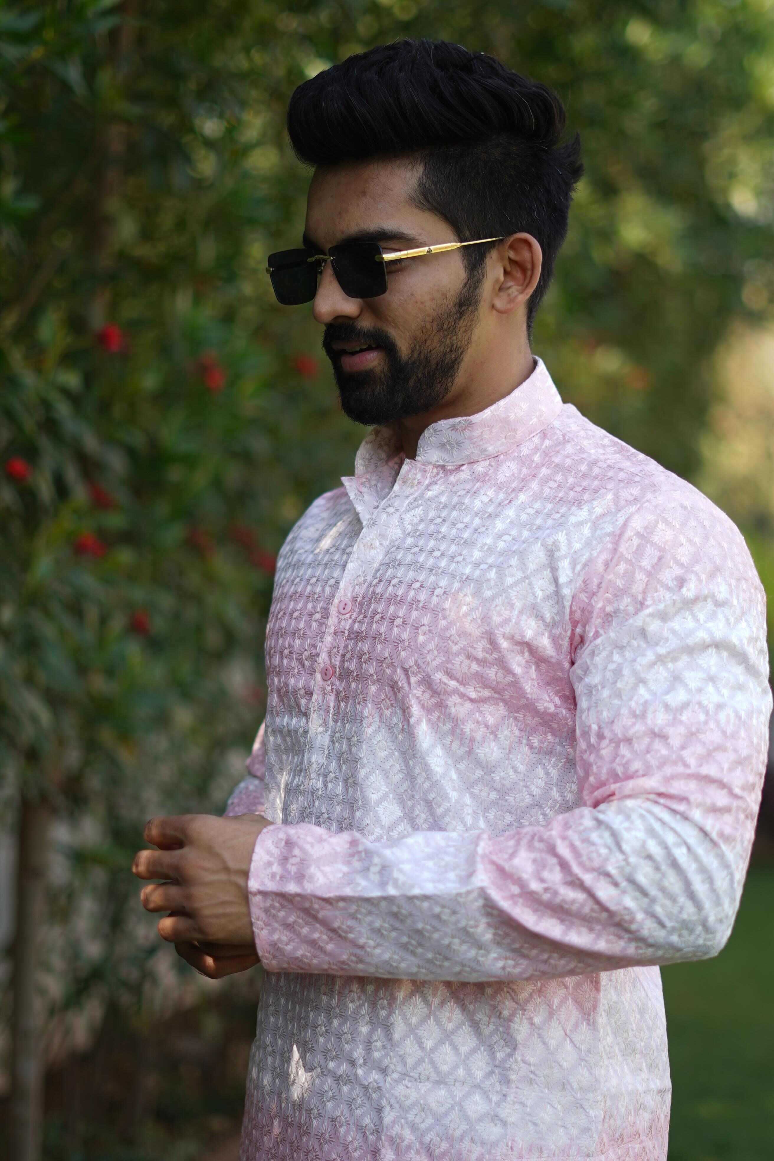 YNF COTTON RIN111 RAINBOW MENS WEAR WHOLESALE EMBORIDERED COTTON KURTA PYJAMA MENS WEAR MANUFACTURER