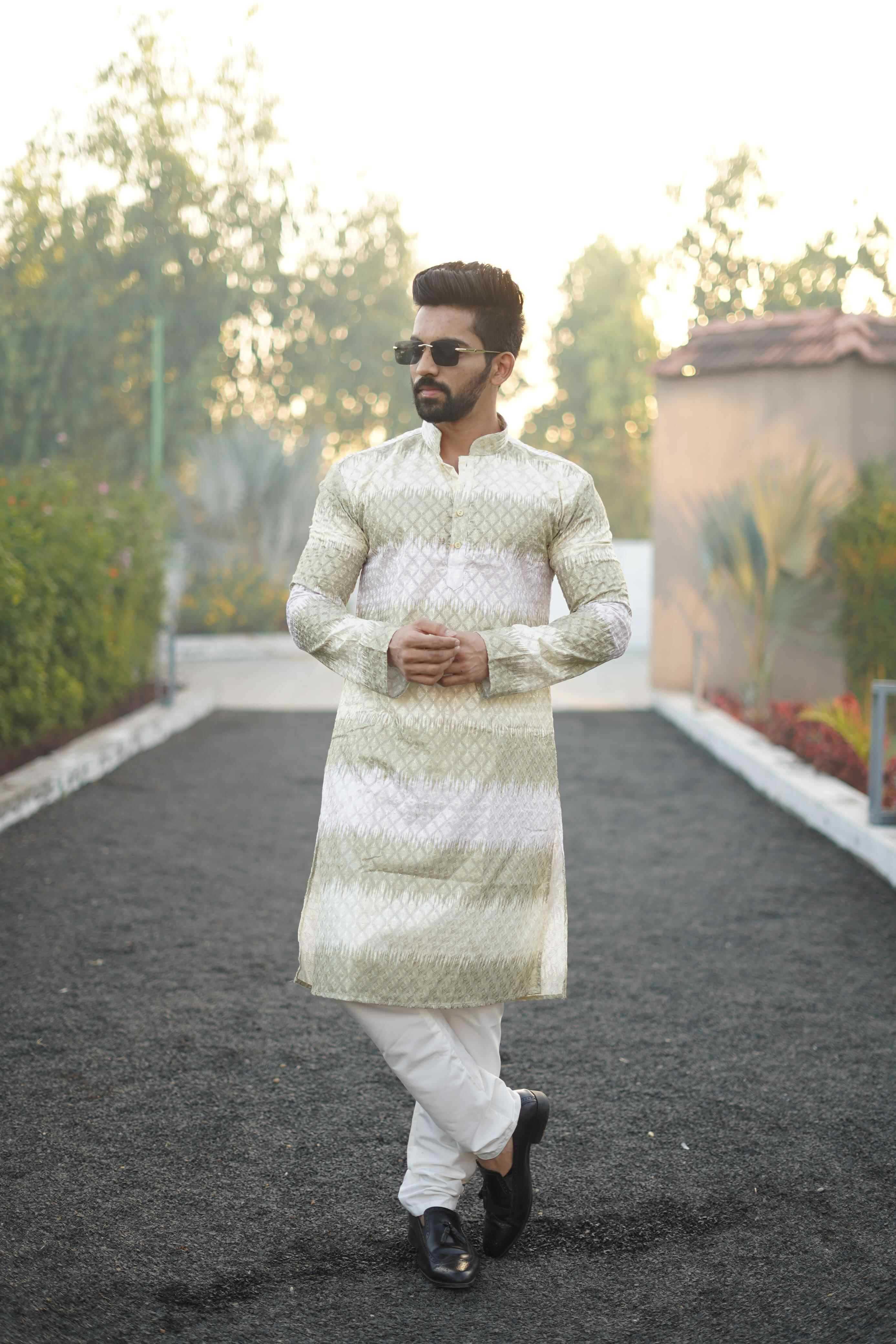 YNF COTTON RIN111 RAINBOW MENS WEAR WHOLESALE EMBORIDERED COTTON KURTA PYJAMA MENS WEAR MANUFACTURER