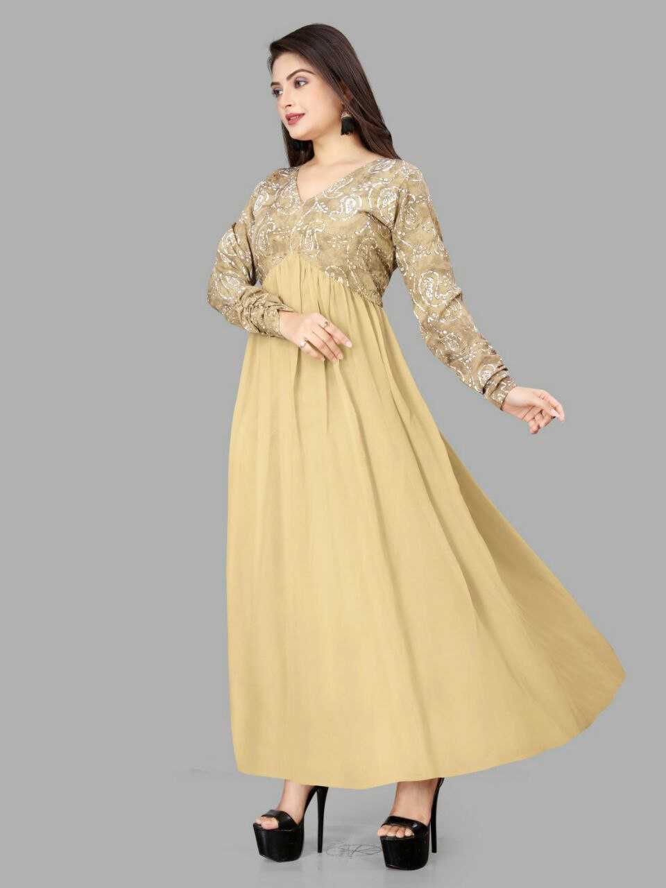 YNF CREPE KESH407 RMT53 GOWNS WHOLESALE FANCY LONG INDO-WESTERN GOWNS MANUFACTURER