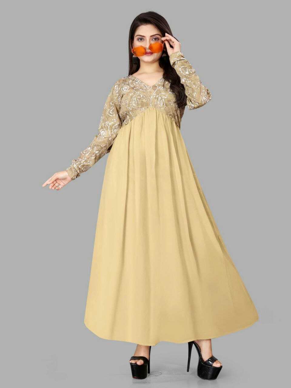 YNF CREPE KESH407 RMT53 GOWNS WHOLESALE FANCY LONG INDO-WESTERN GOWNS MANUFACTURER